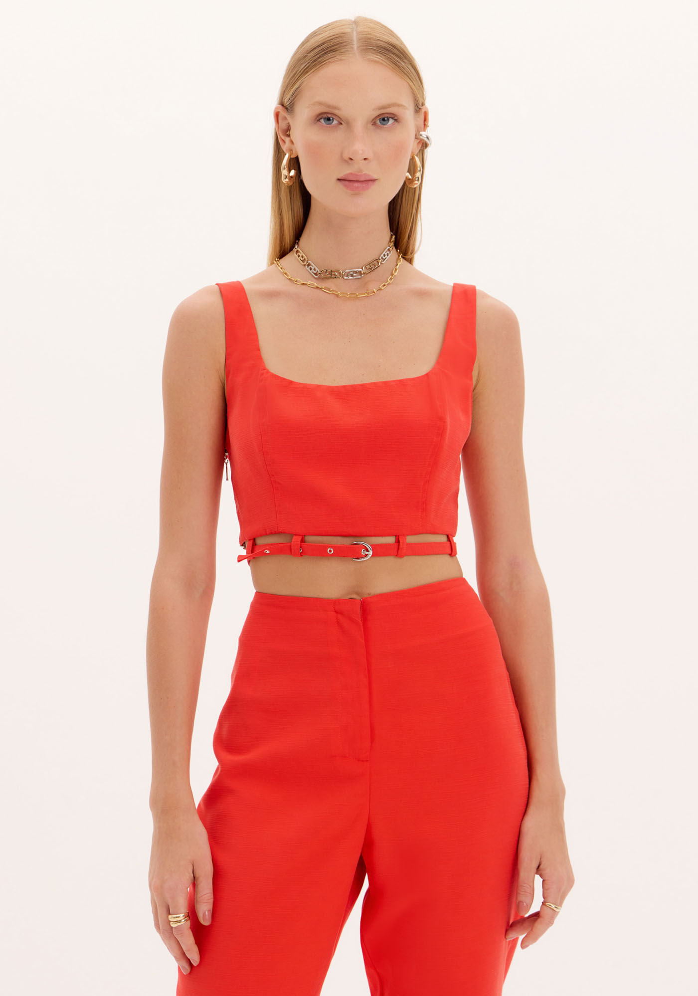 Blusa Cropped Com Cinto