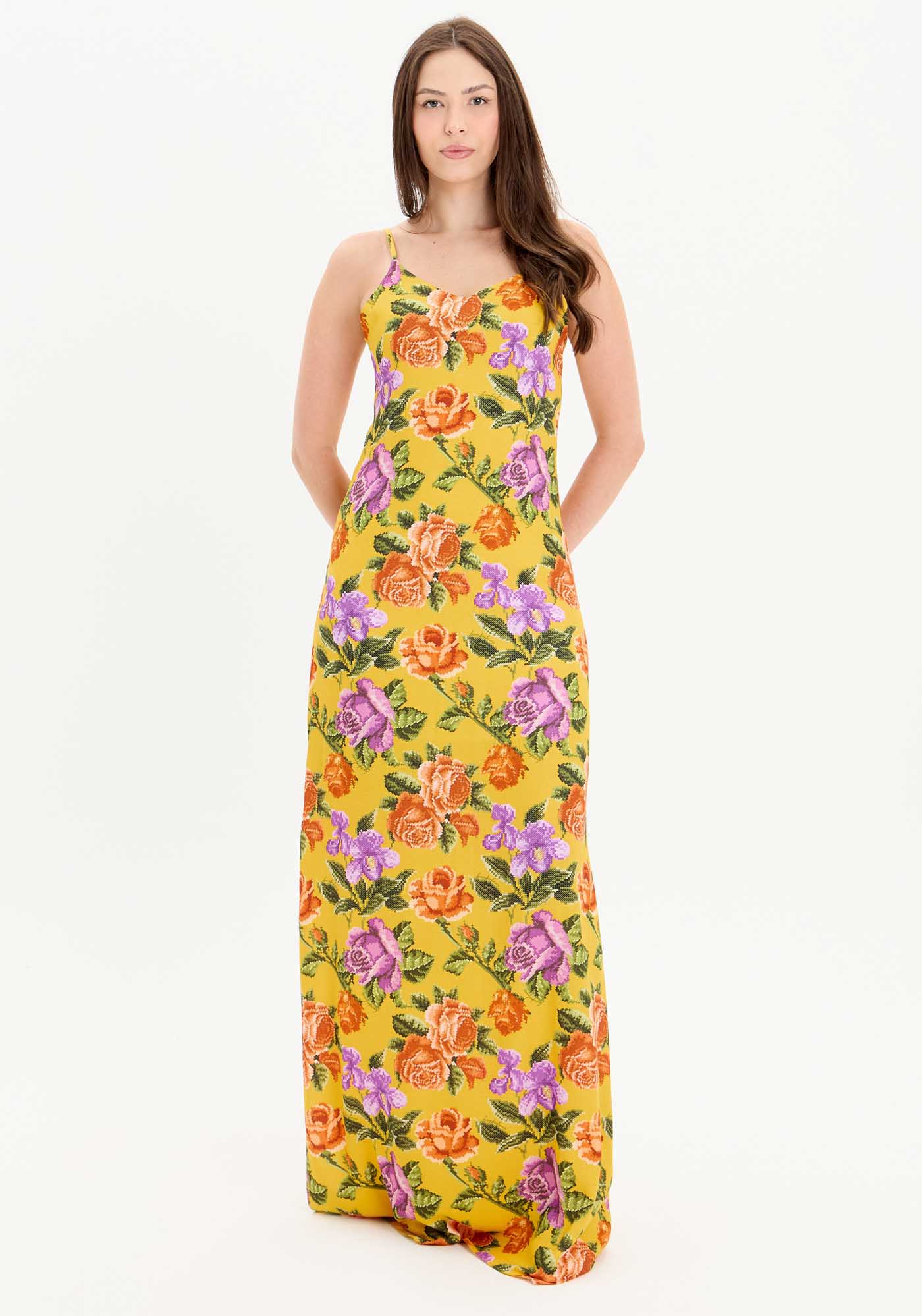 Vestido De Alças Longo Estampado