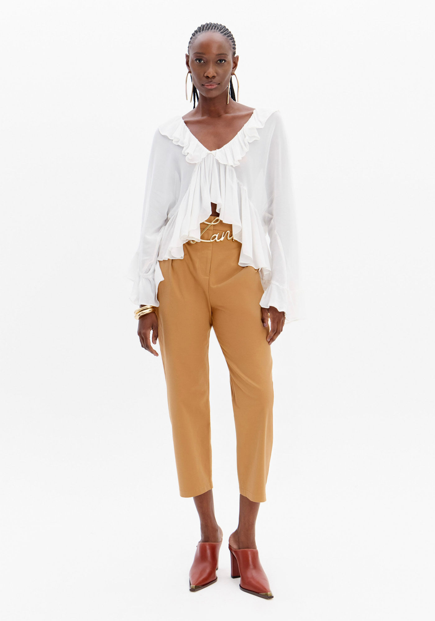 Calça Carrot Alfaiataria Com Bolsos