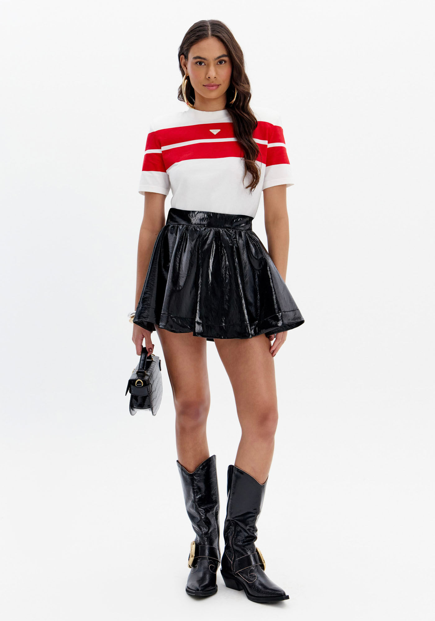 Saia Curta Lady Like Cintura Alta
