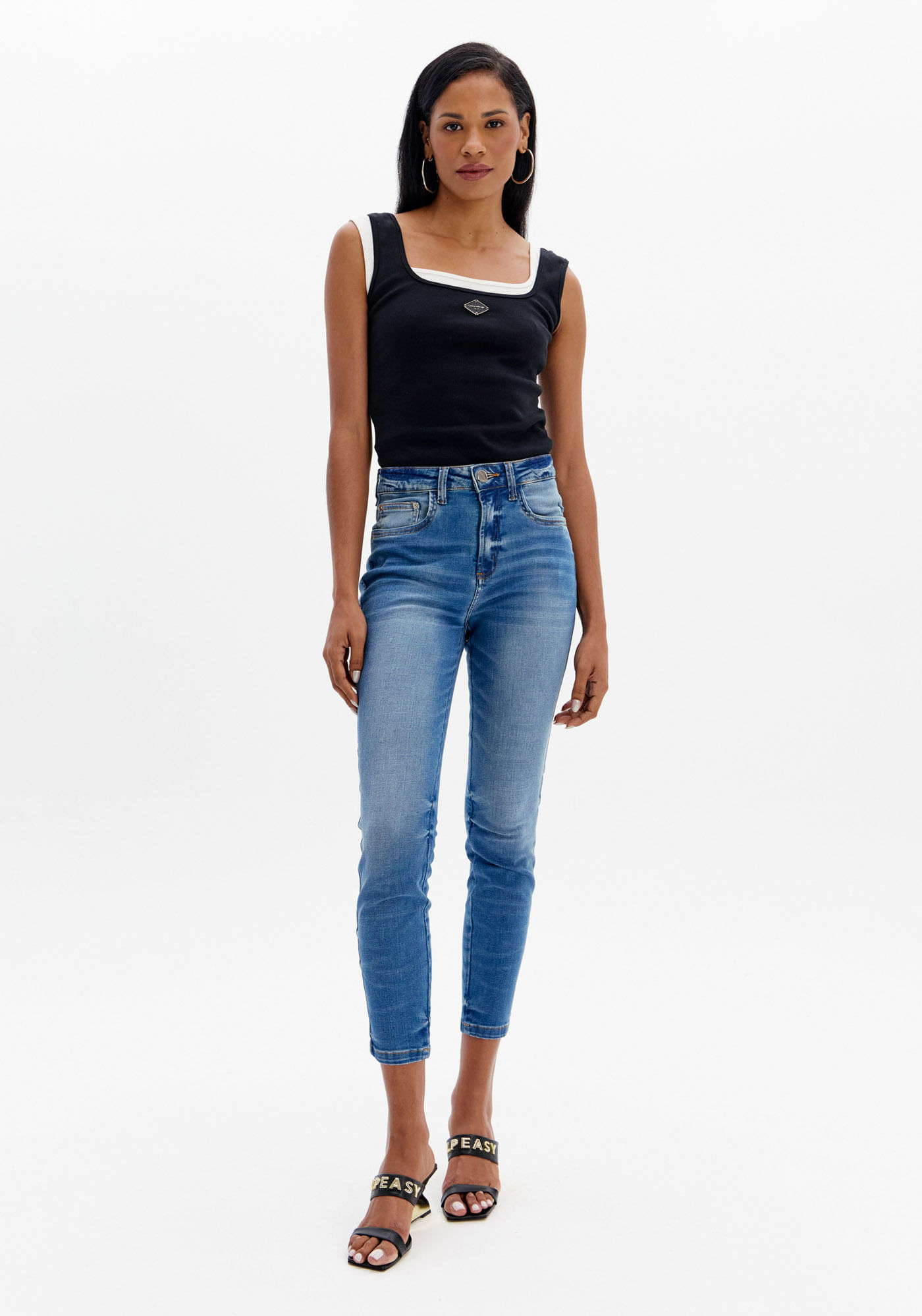 Calça Jeans Ankle Cintura Super Alta