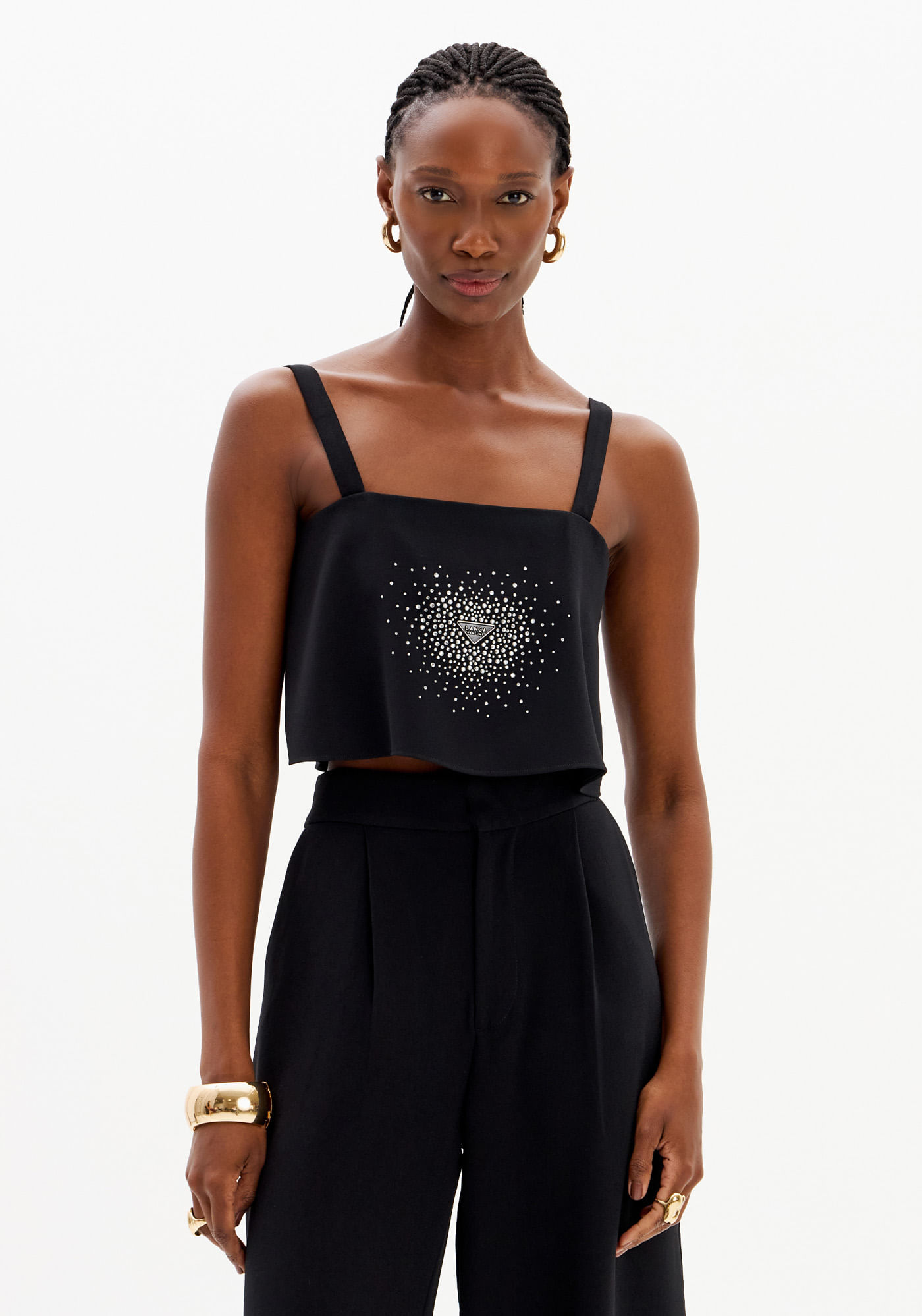Top Cropped De Alça Com Brilhos