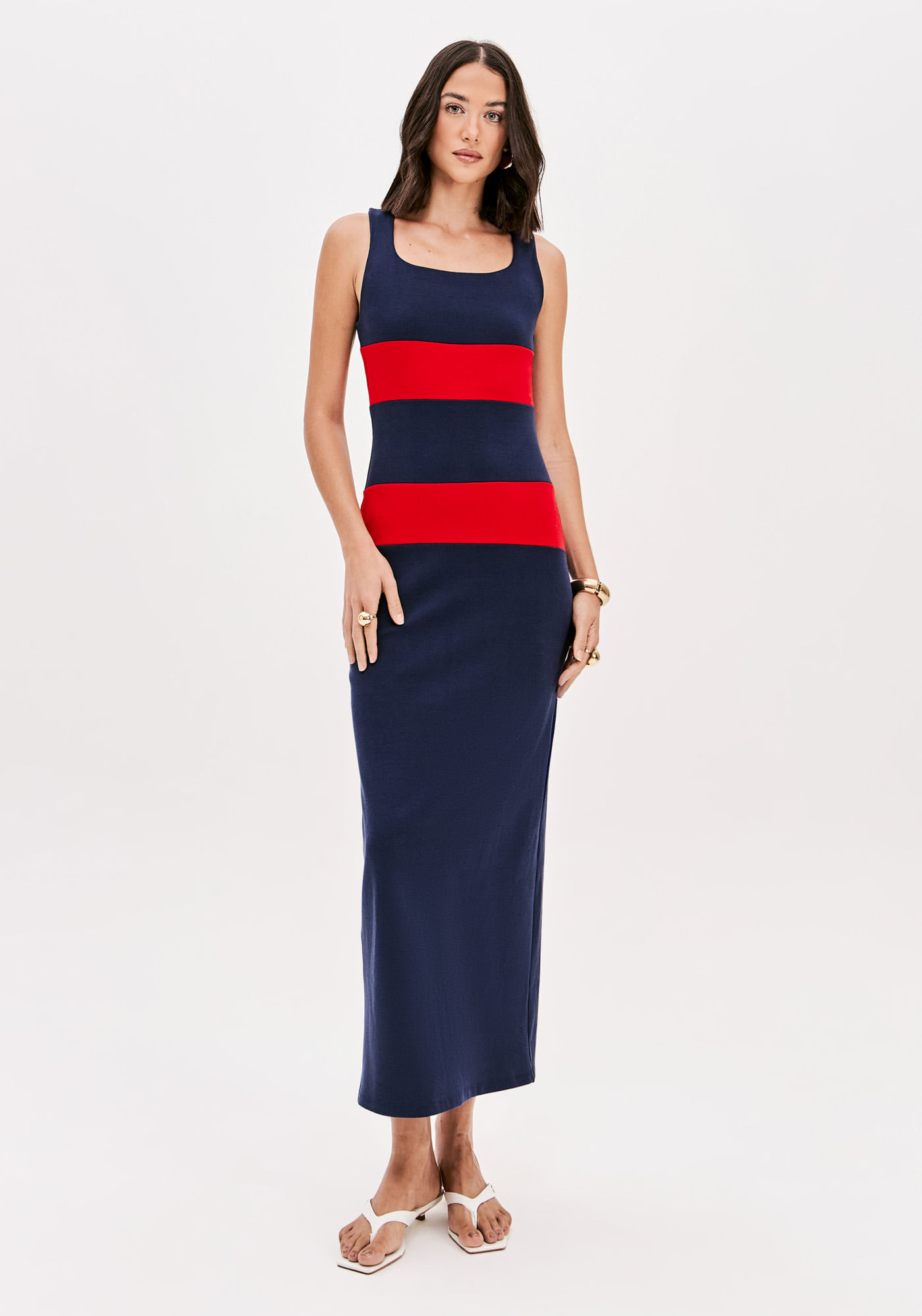 Vestido Super Midi Com Recortes