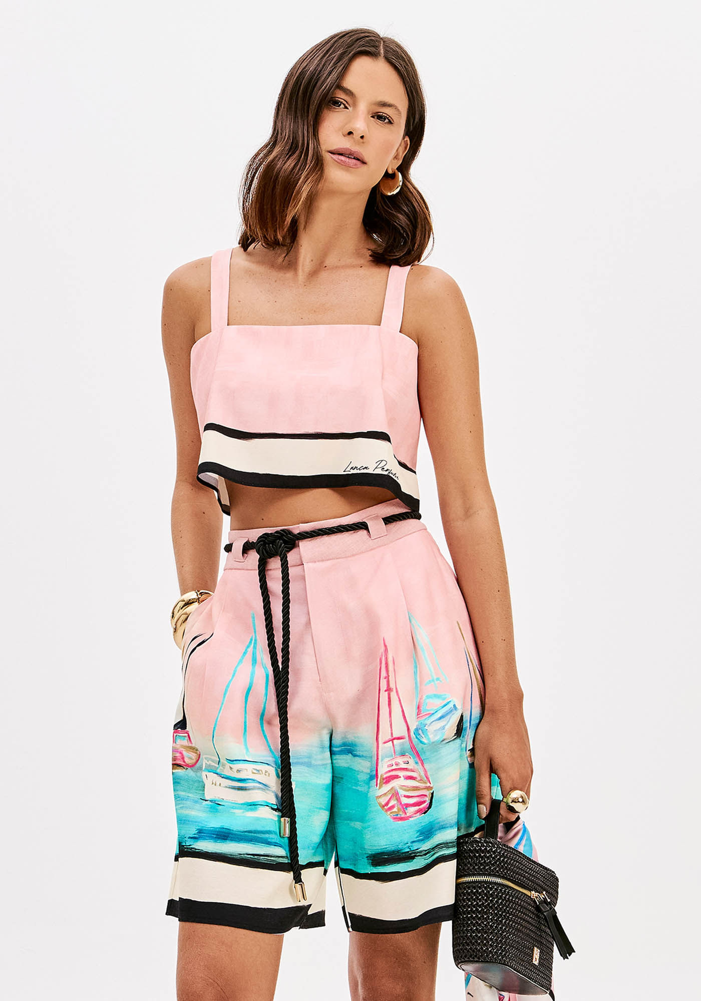Top Cropped De Alças Estampado