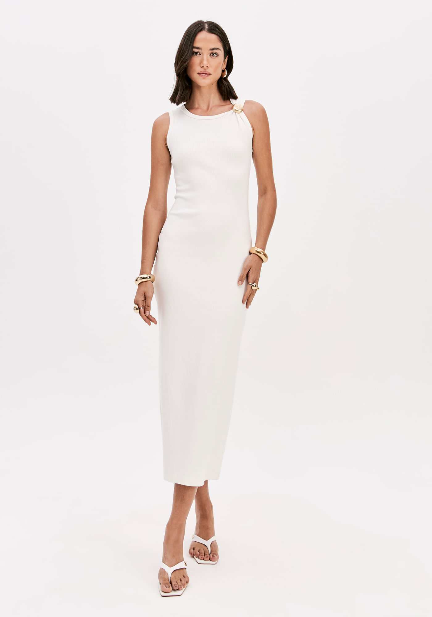 Vestido Super Midi Com Aviamento