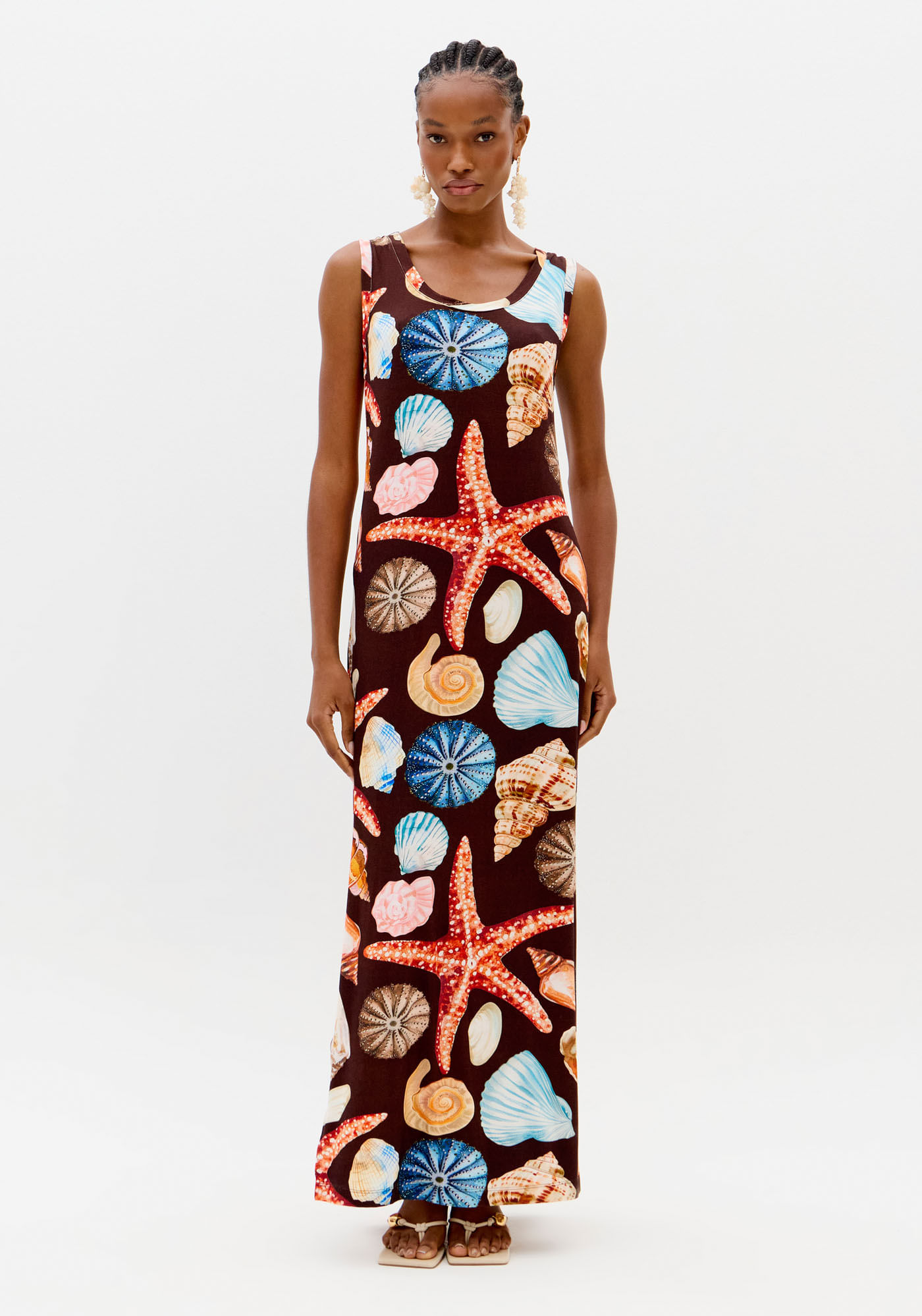 Vestido Super Midi Estampado Com Fenda