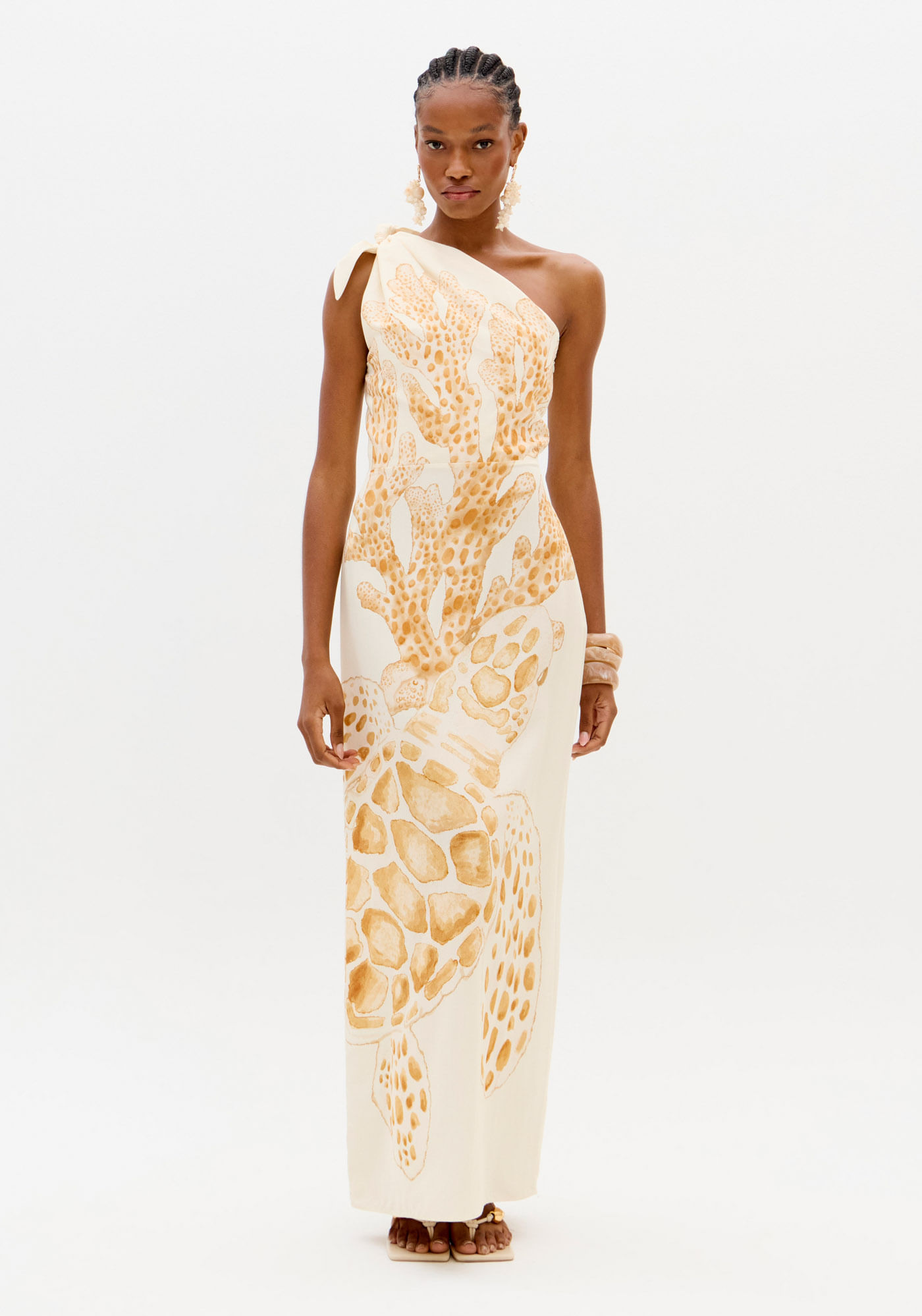 Vestido Ombro Único Com Estampa