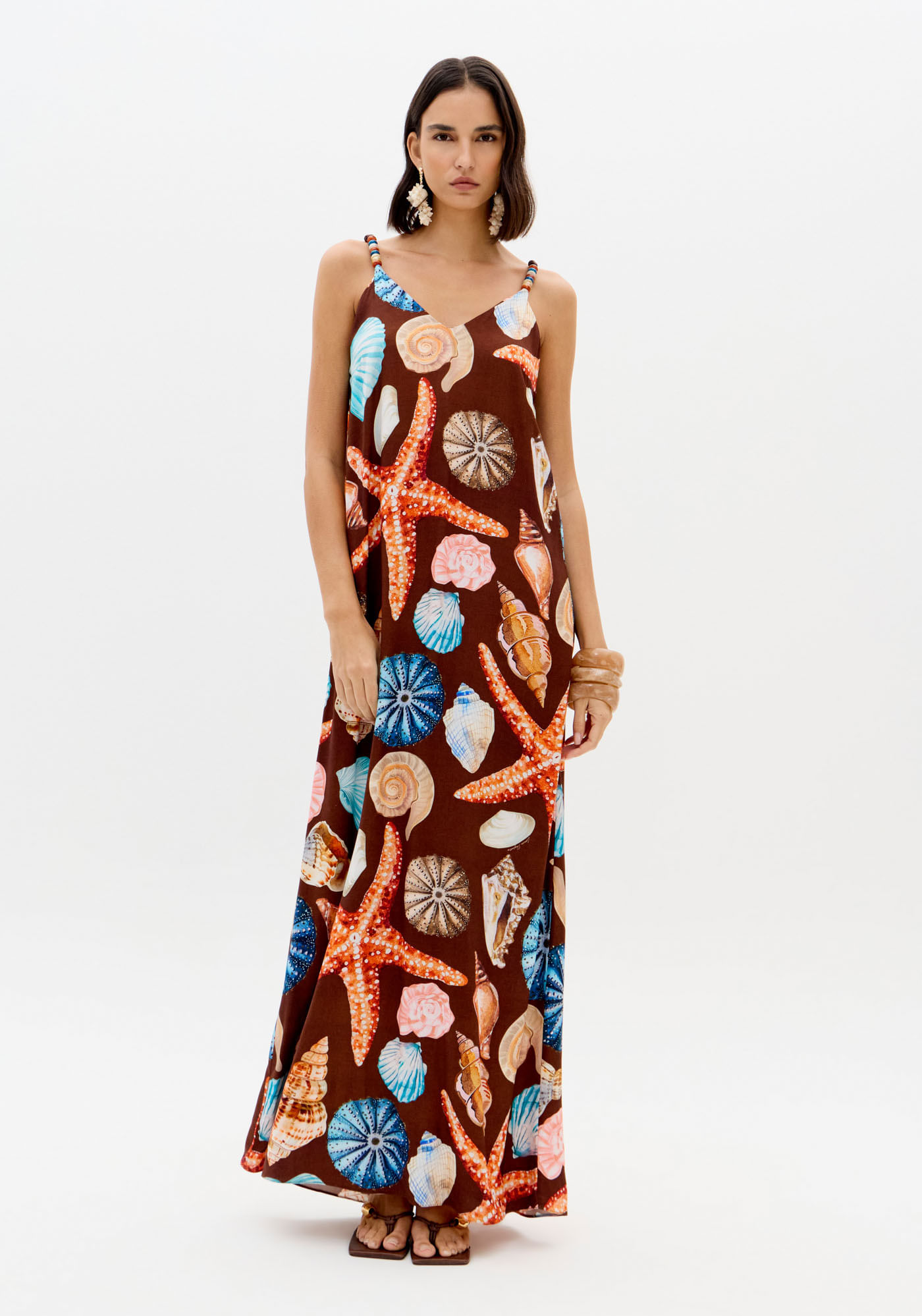 Vestido Longo De Alças Estampado