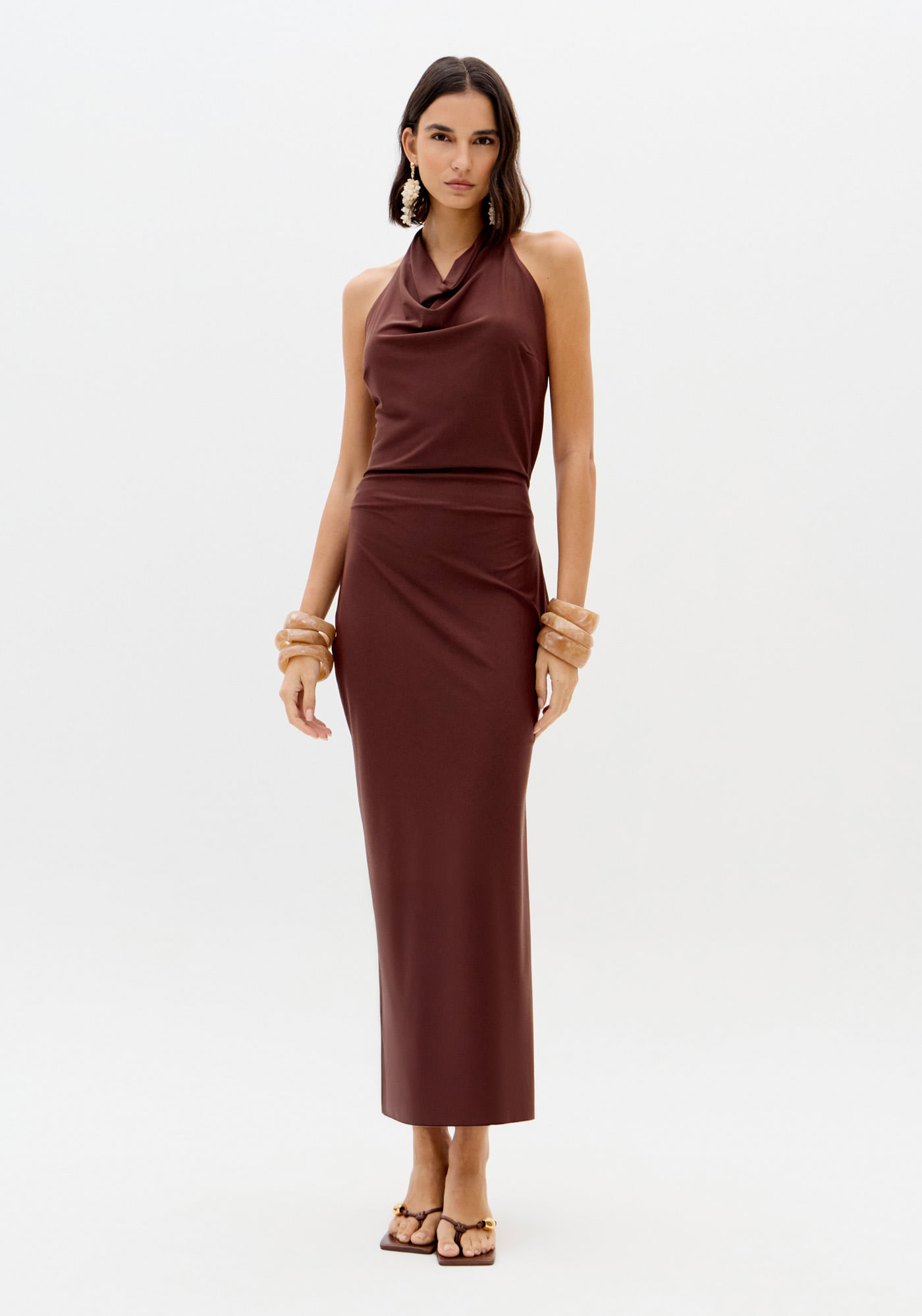 Vestido Super Midi Decote Degagê