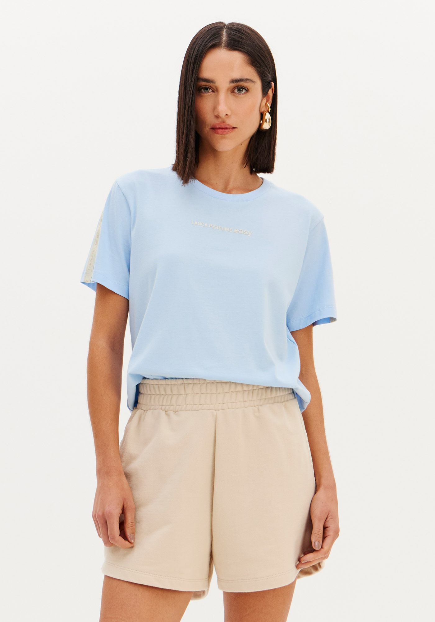 T-shirt Descolada Com Estampa E Gorgurão