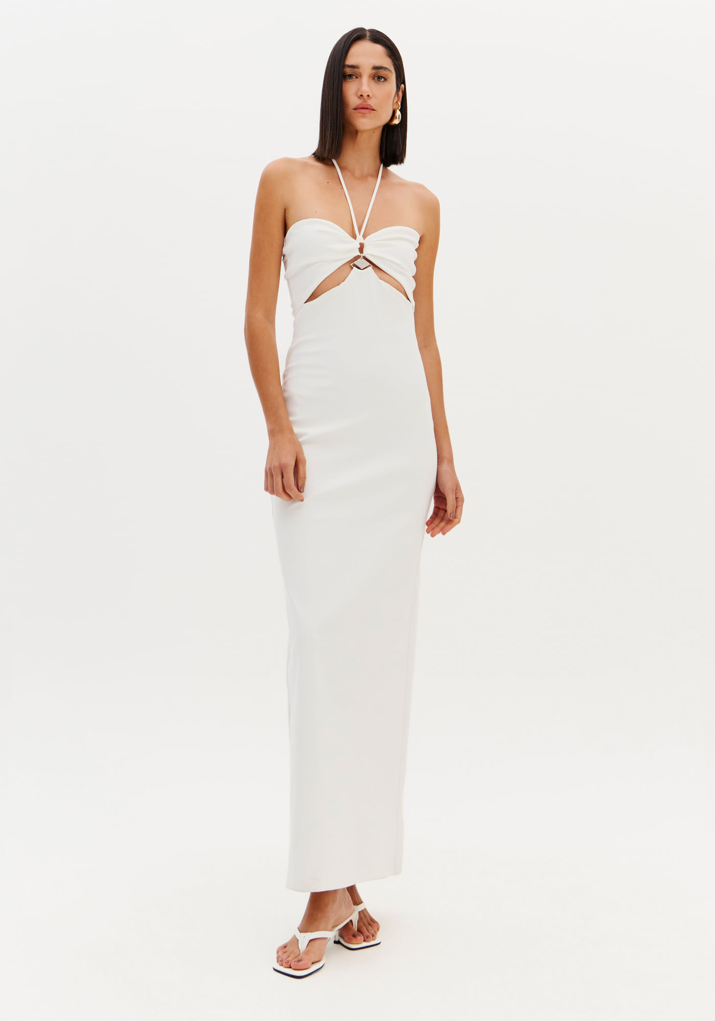 Vestido Frente Única Super Midi Com Argola