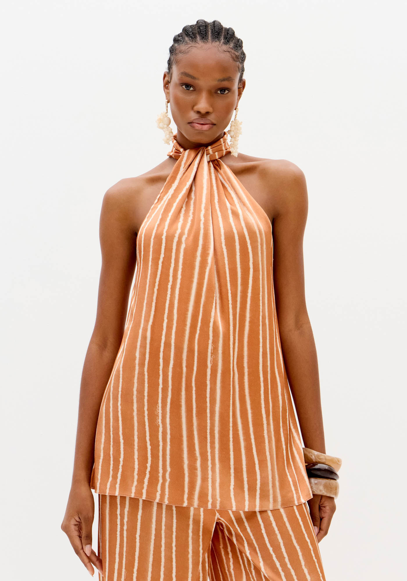 Blusa Alongada Estampada Sem Mangas