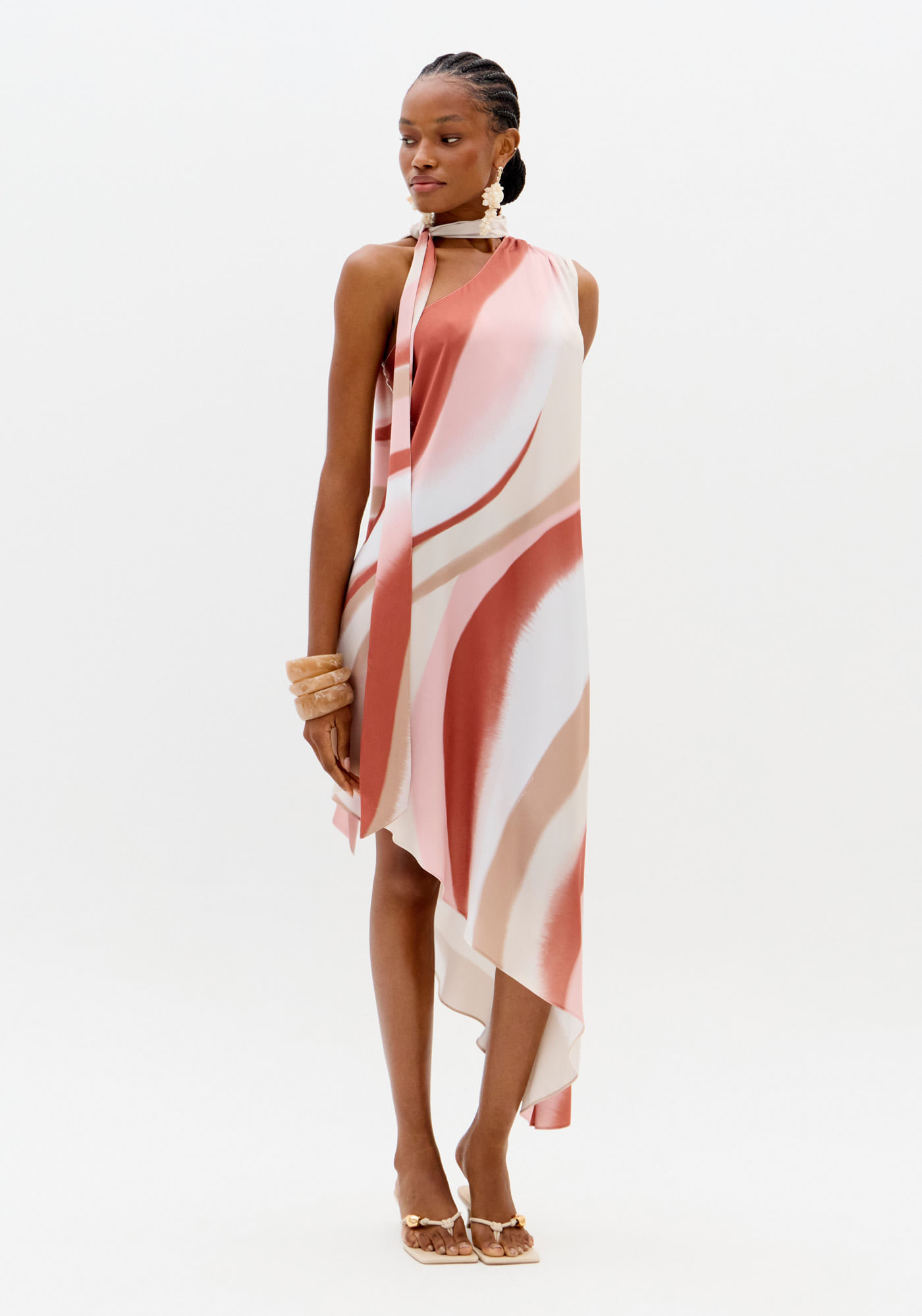 Vestido Ombro Único Com Faixa