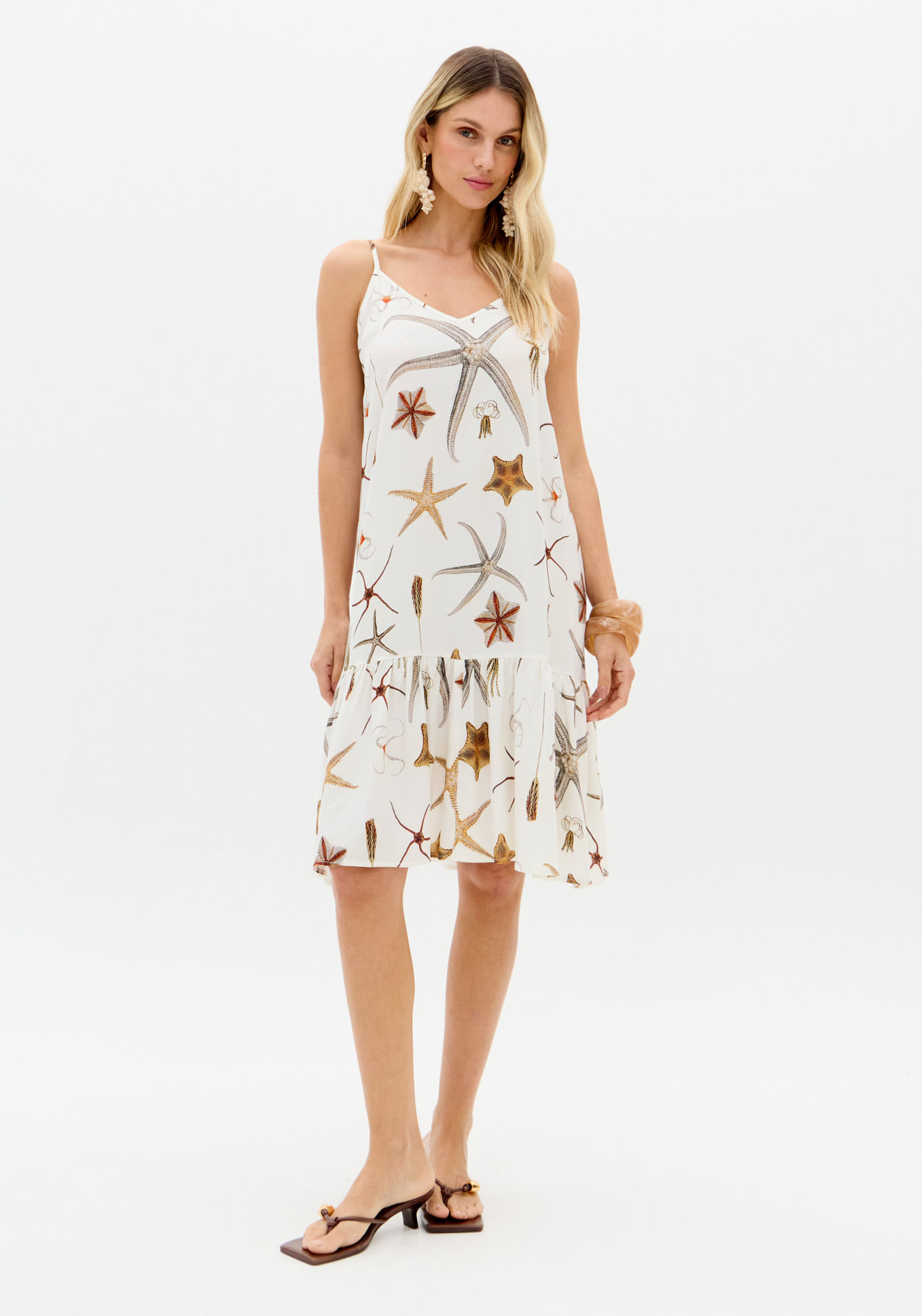Vestido Curto Estampado De Alças