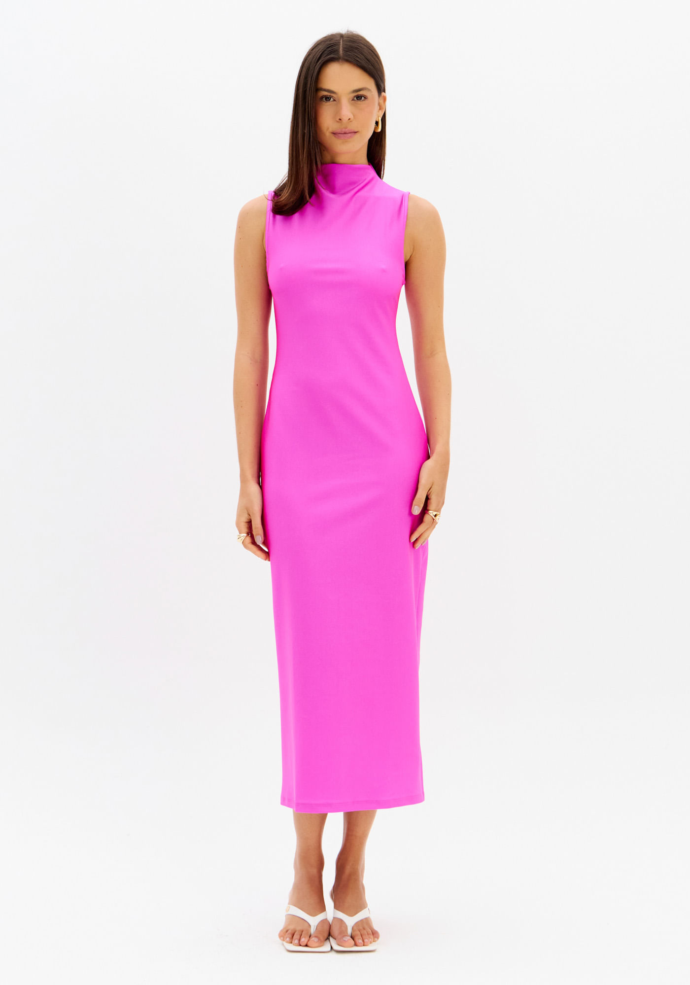 Vestido Super Midi Gola Alta