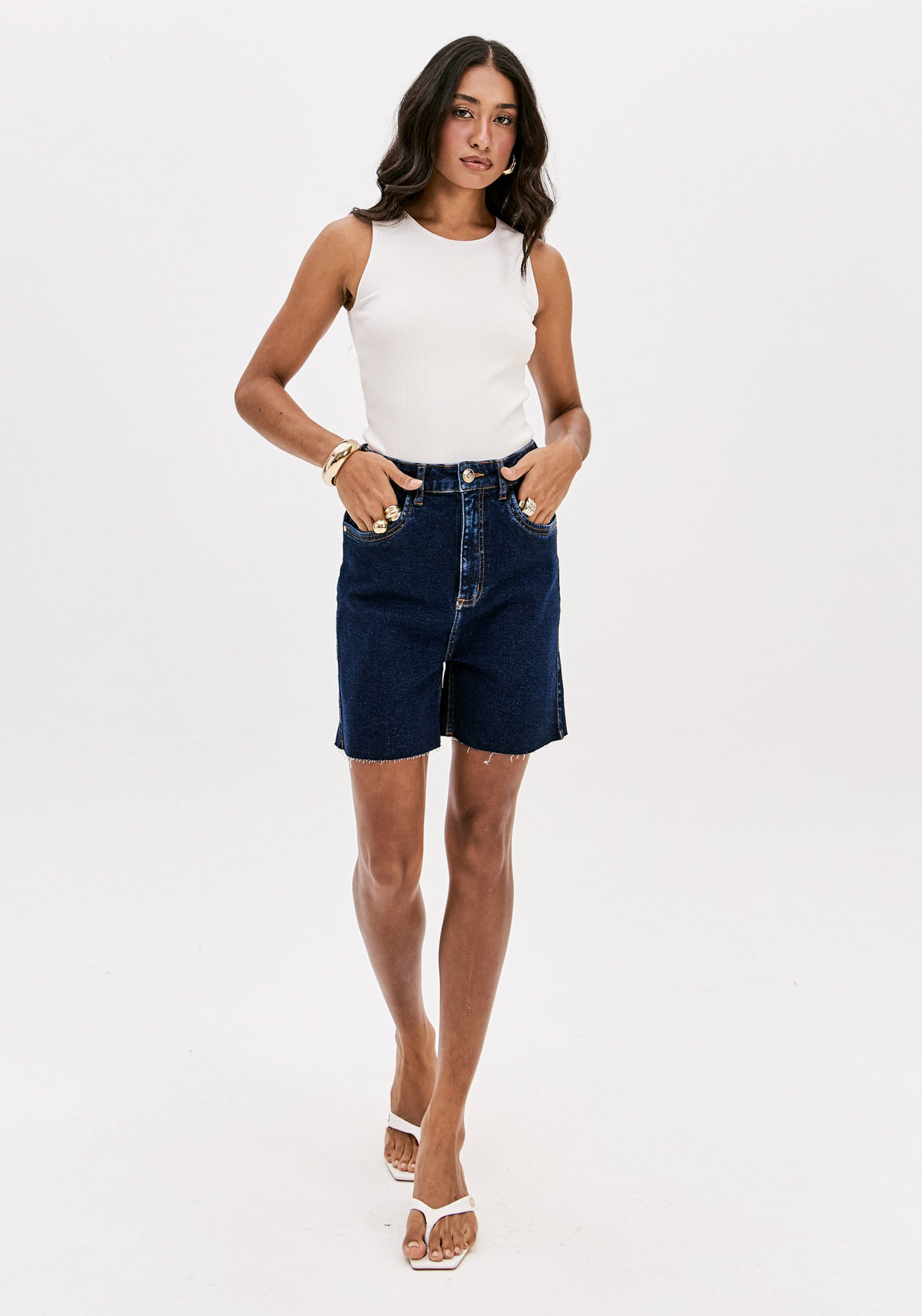 Bermuda Jeans Mom Super Alta