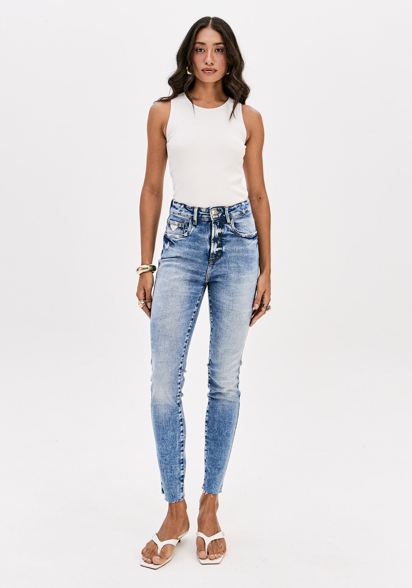 Calça Jeans Skinny Ankle