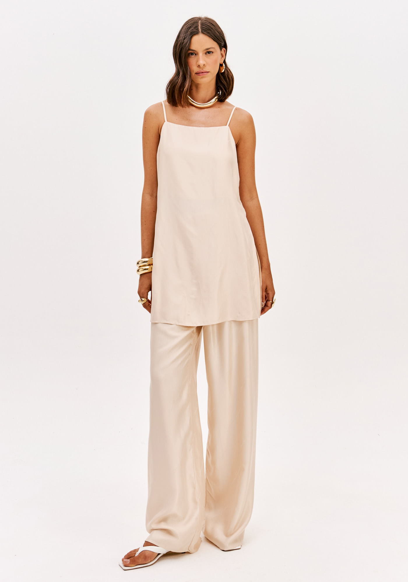 Calça Full Length Cós De Elástico