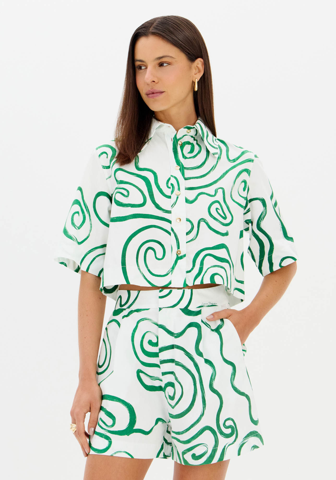 Camisa Estampada Com Mangas Curtas
