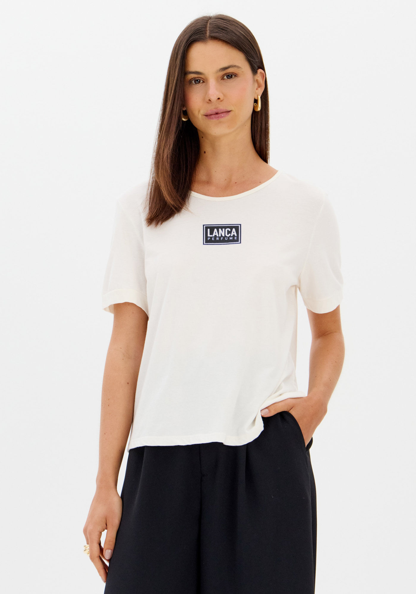 T-shirt Manga Curta Com Estampa Frontal