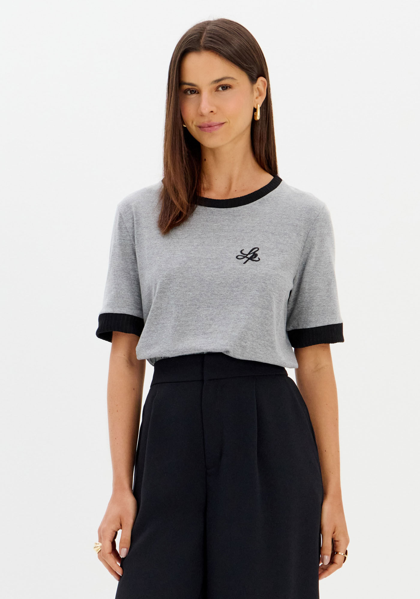 T-shirt Baby Look Com Bordado