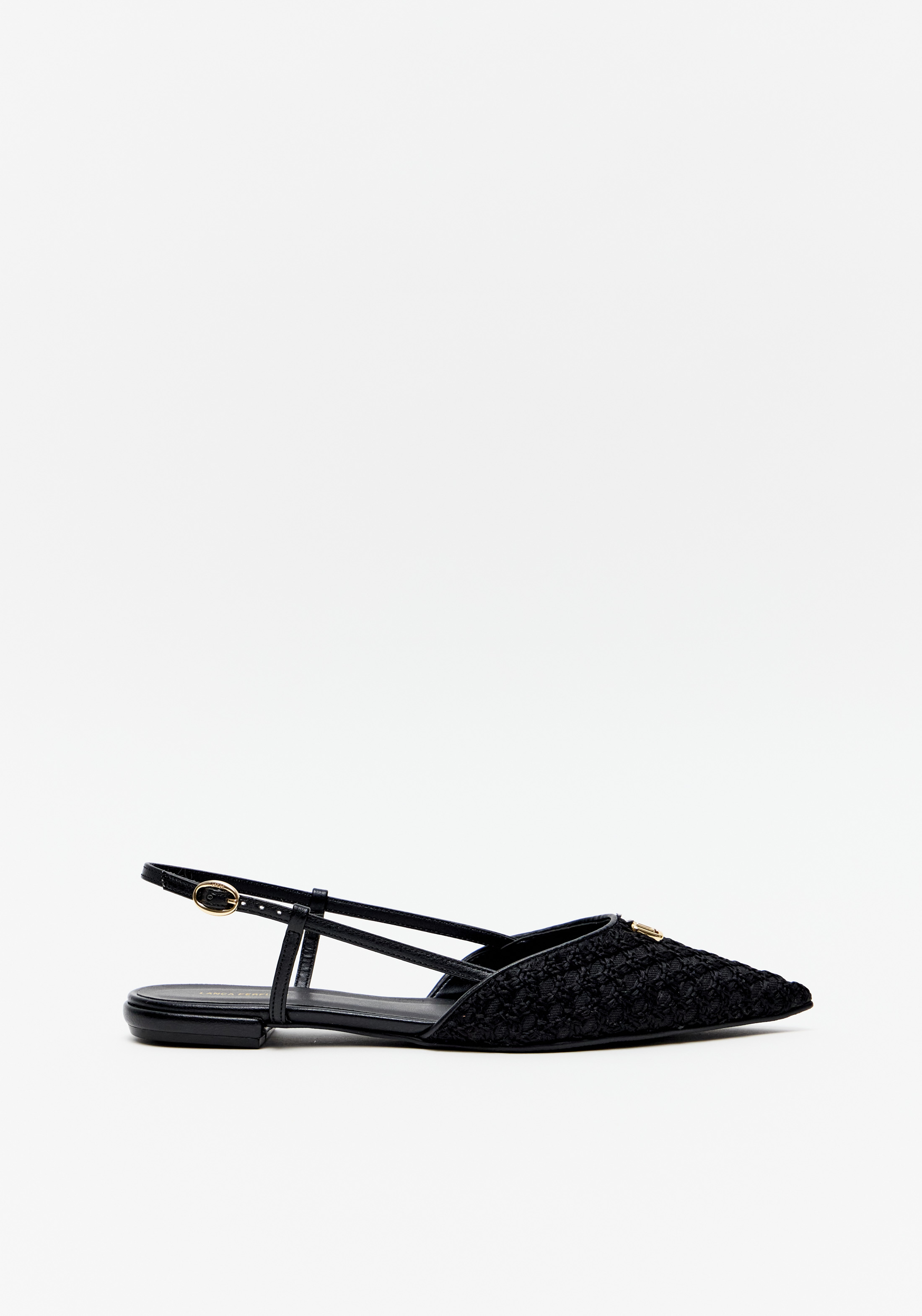 Sapatilha Slingback Crochê Com Enfeite