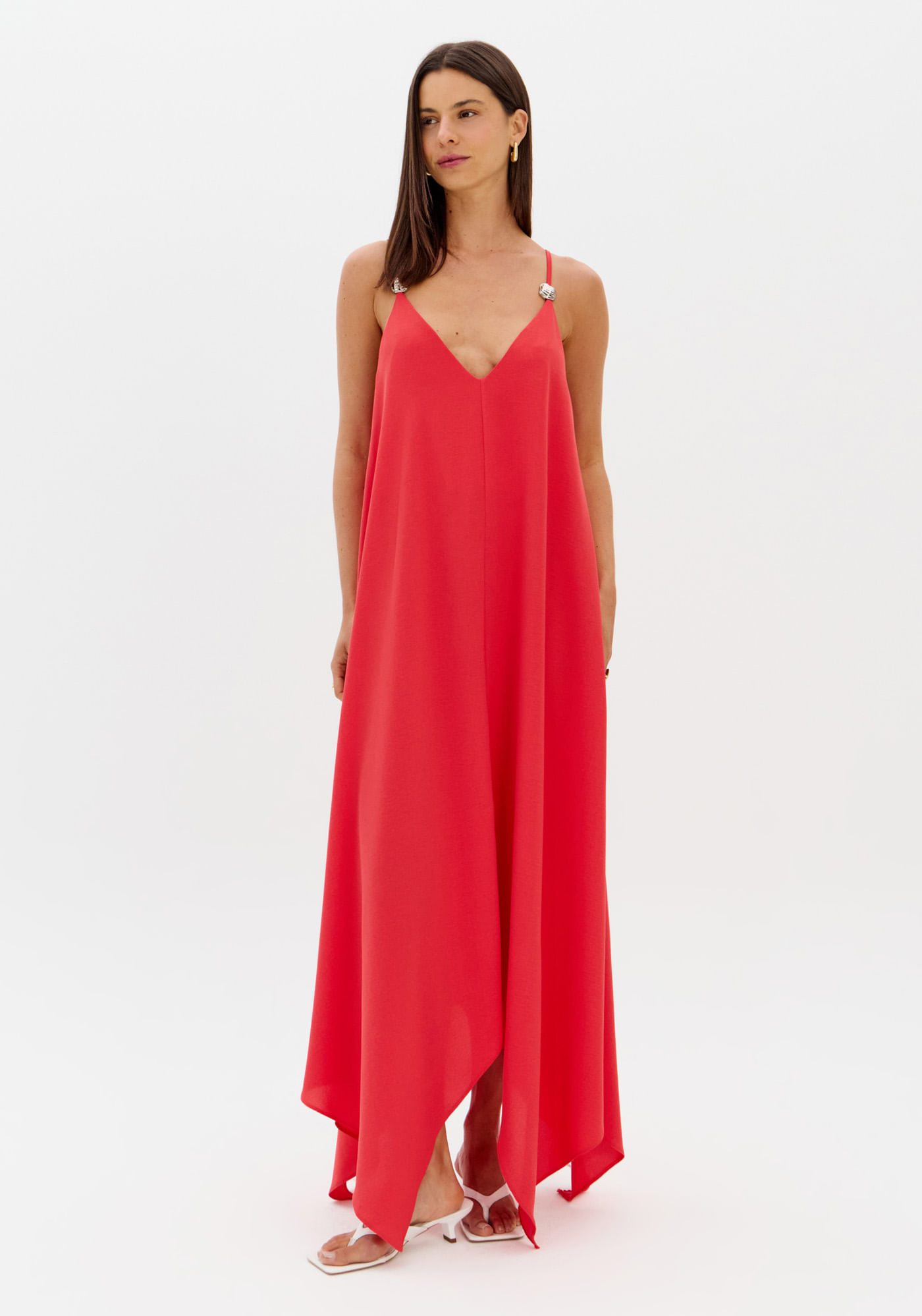 Vestido Decote V De Alças