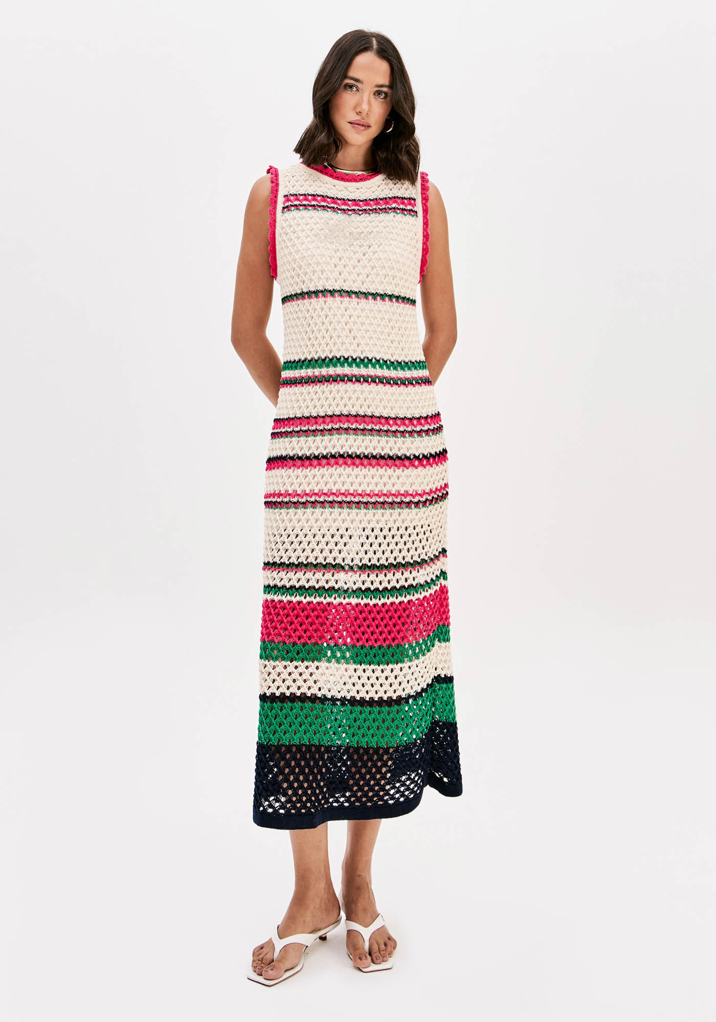 Vestido De Tricô Super Midi Sem Mangas