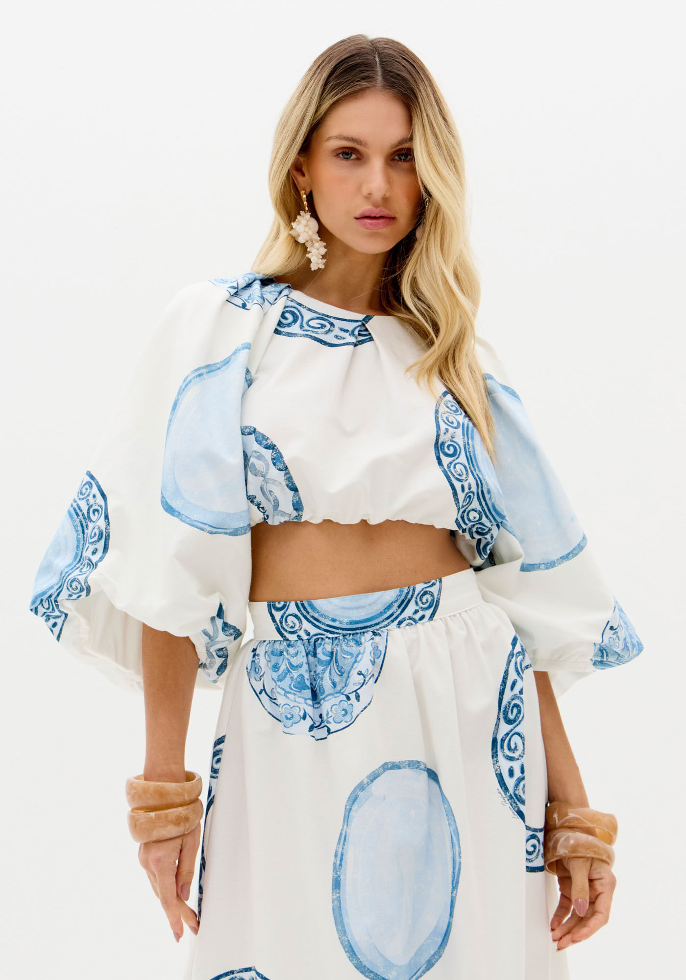 Blusa Balonê Cropped Estampada