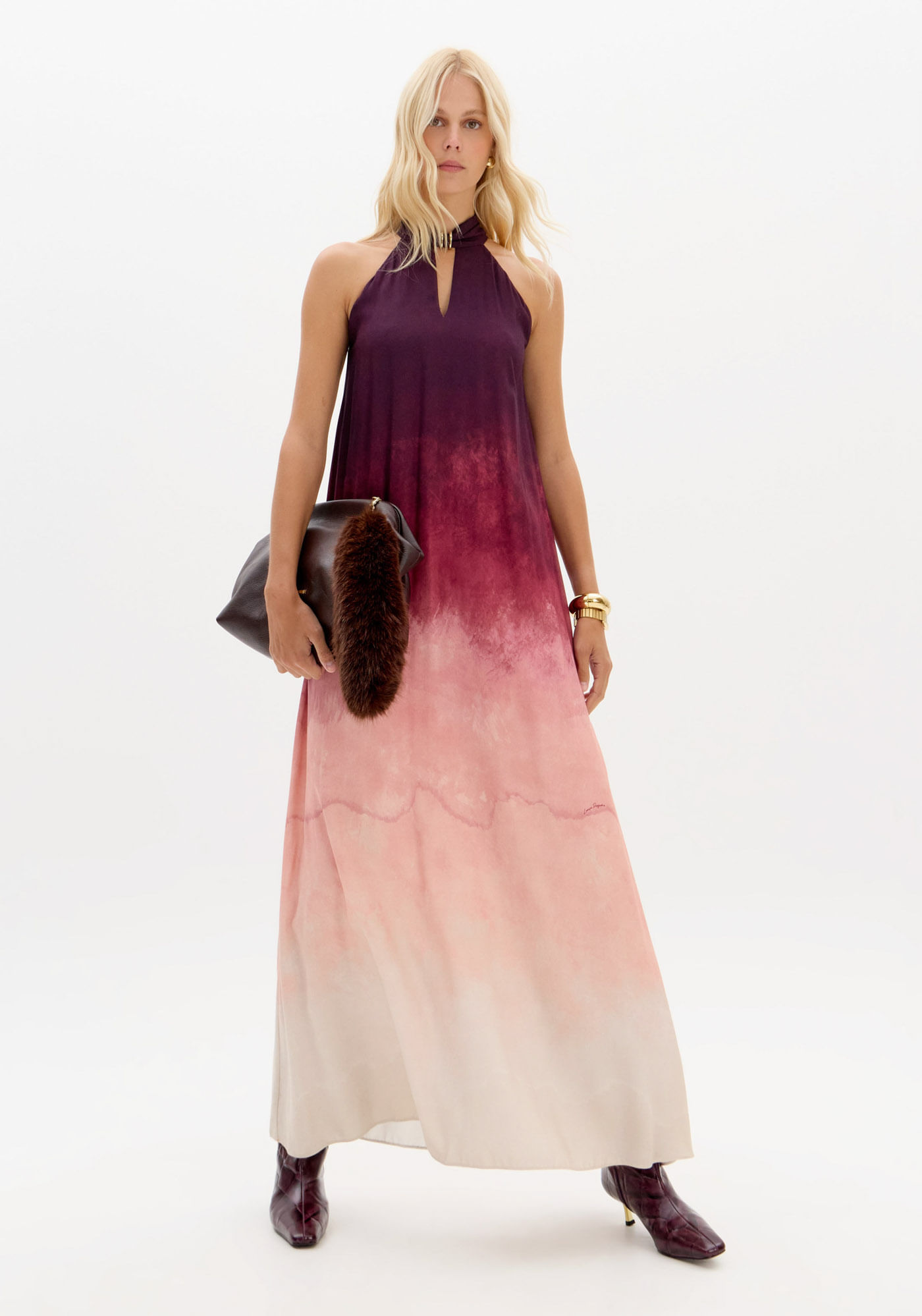 Vestido Estampado Com Decote V
