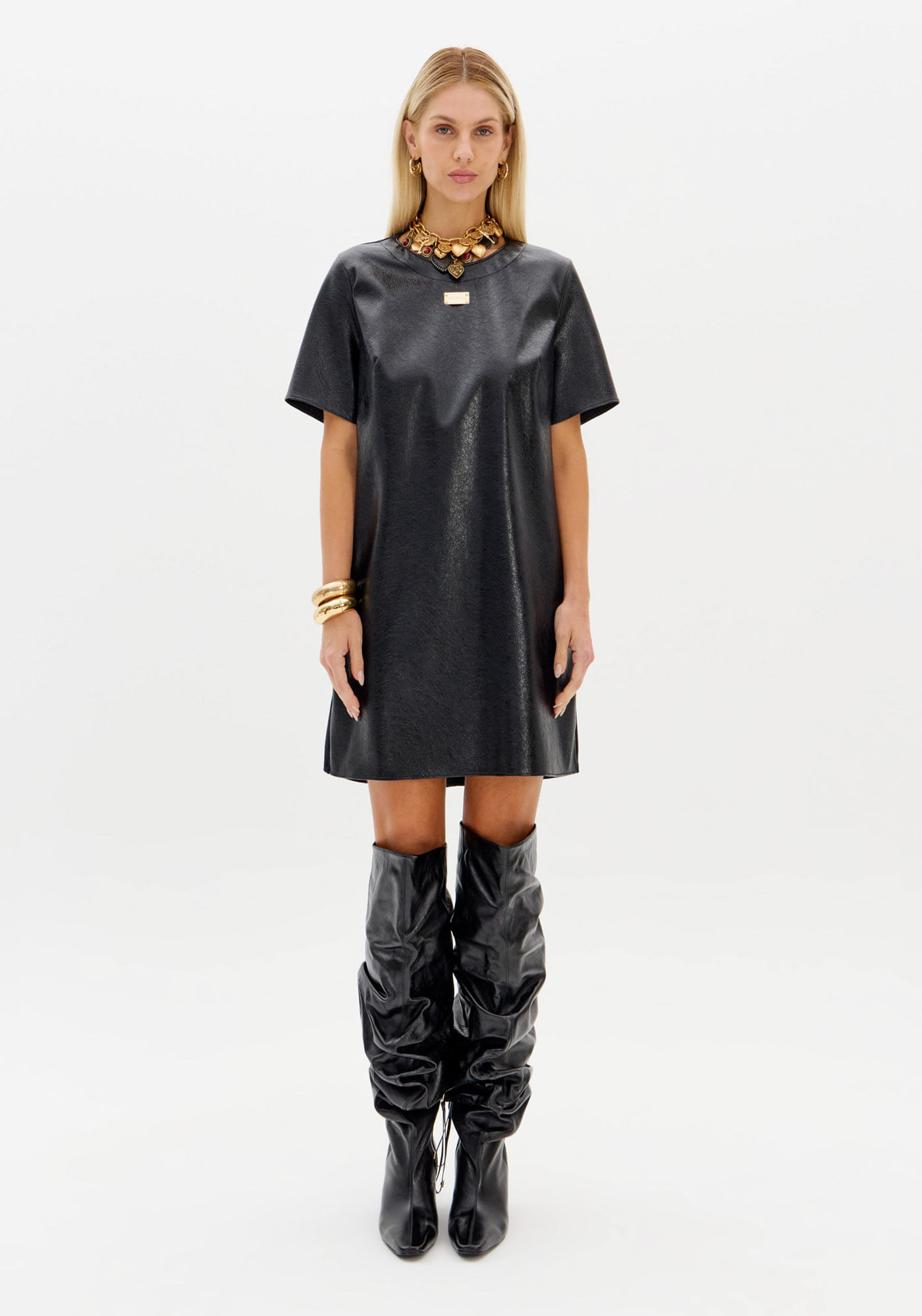 Vestido T-dress Com Mangas Curtas