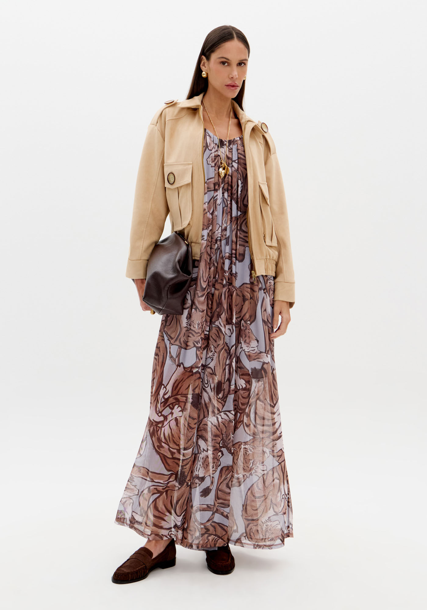 Vestido Longo De Alças Estampado