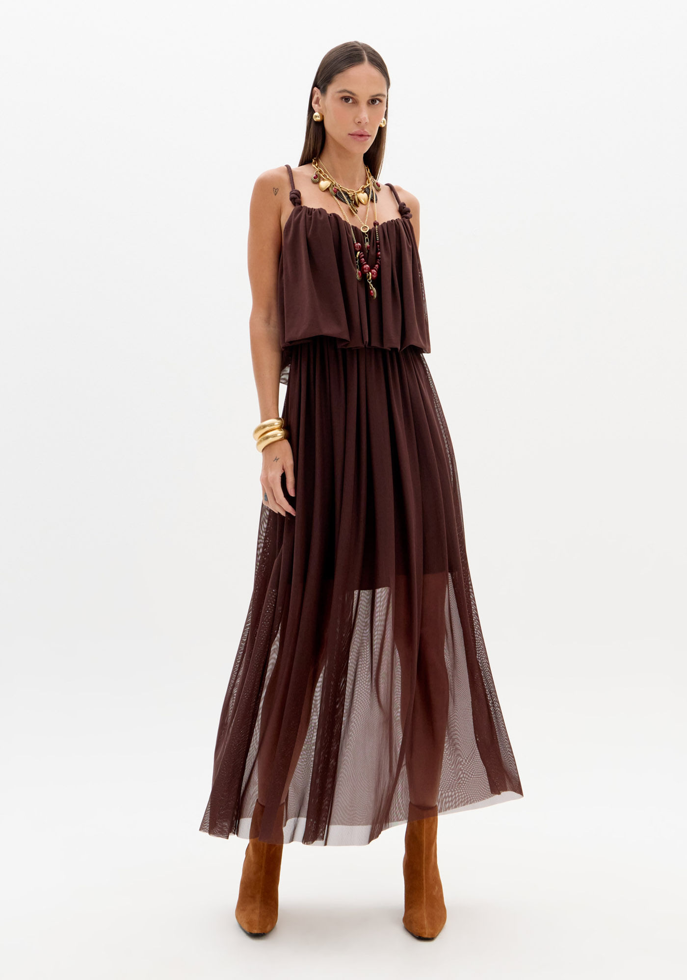 Vestido Tule De Alças