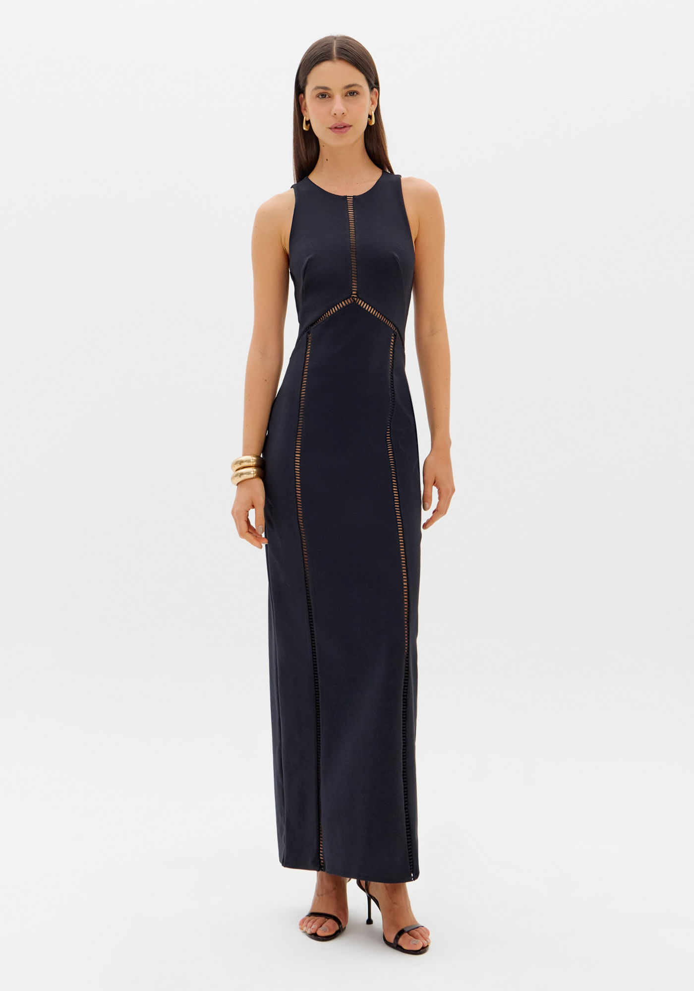 Vestido Super Midi Com Entremeio