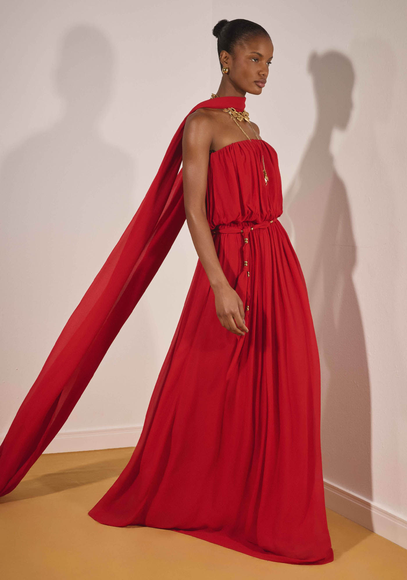 Vestido Longo Sem Alças Chiffon