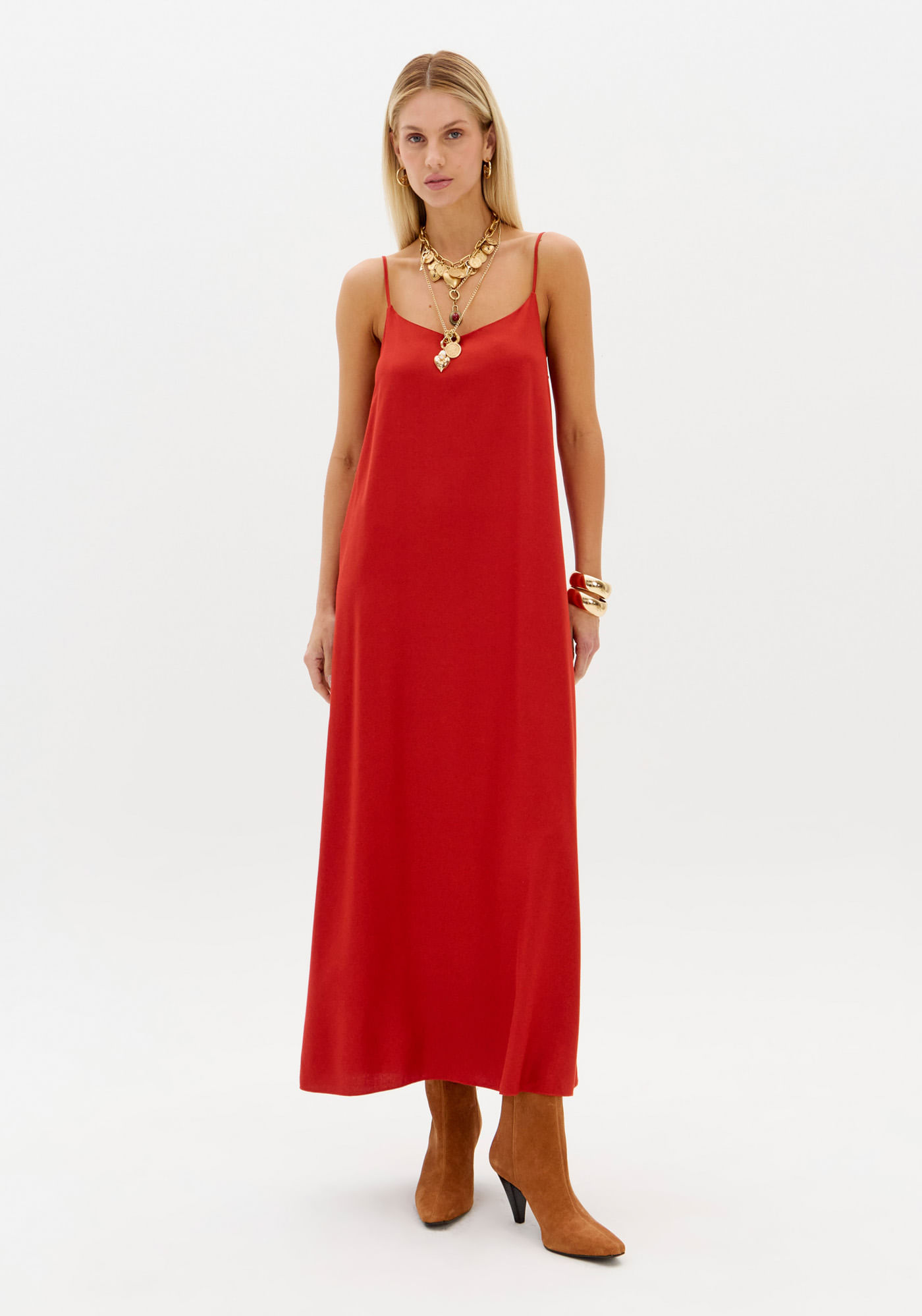 Vestido De Alças Super Midi