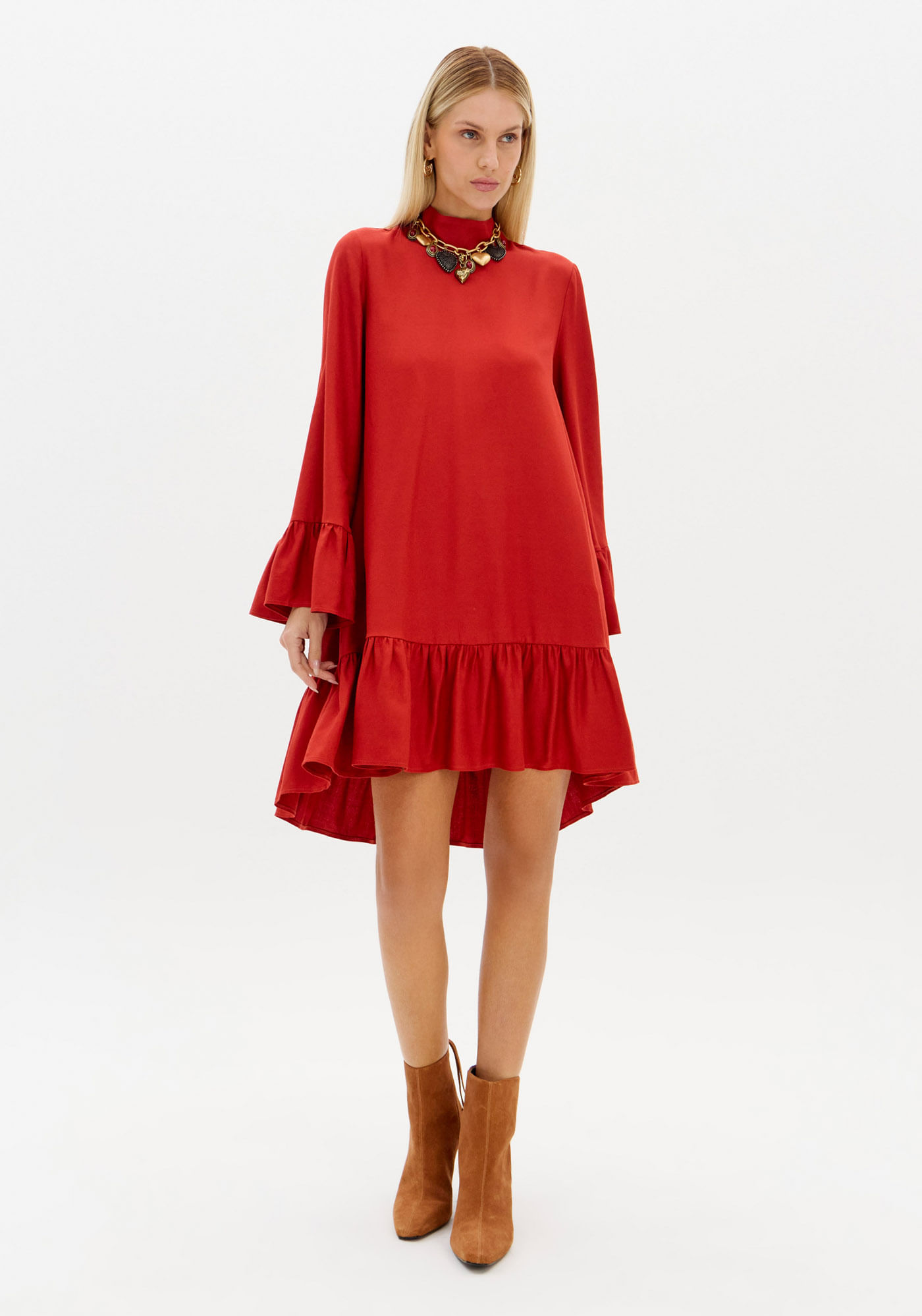 Vestido Amplo Com Manga Longa