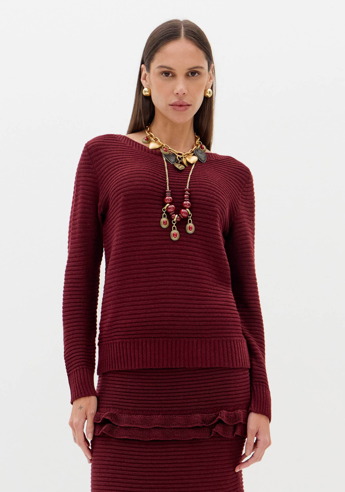 Blusa De Tricô Mangas Longas