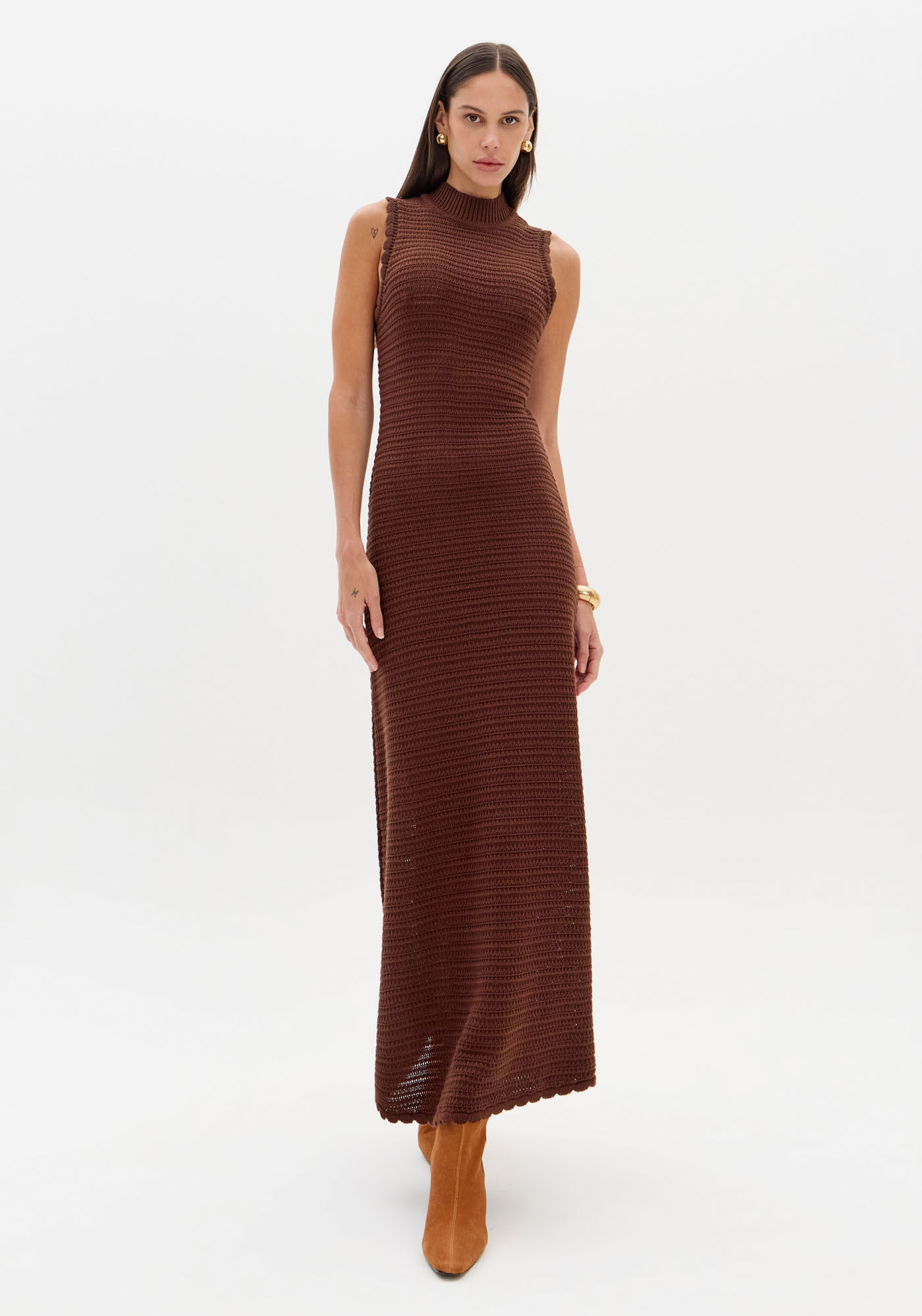 Vestido De Tricô Super Midi