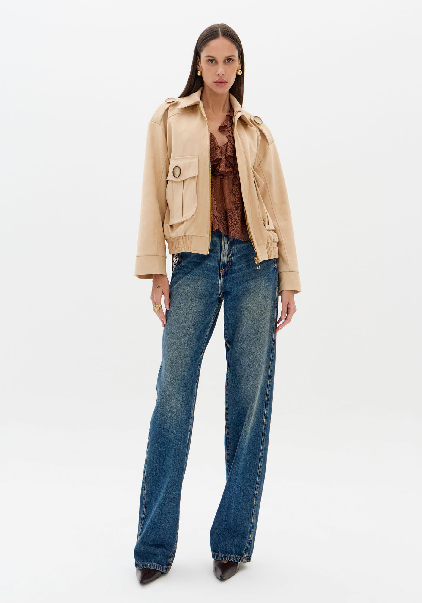 Calça Jeans Reta Com Cintura Em V