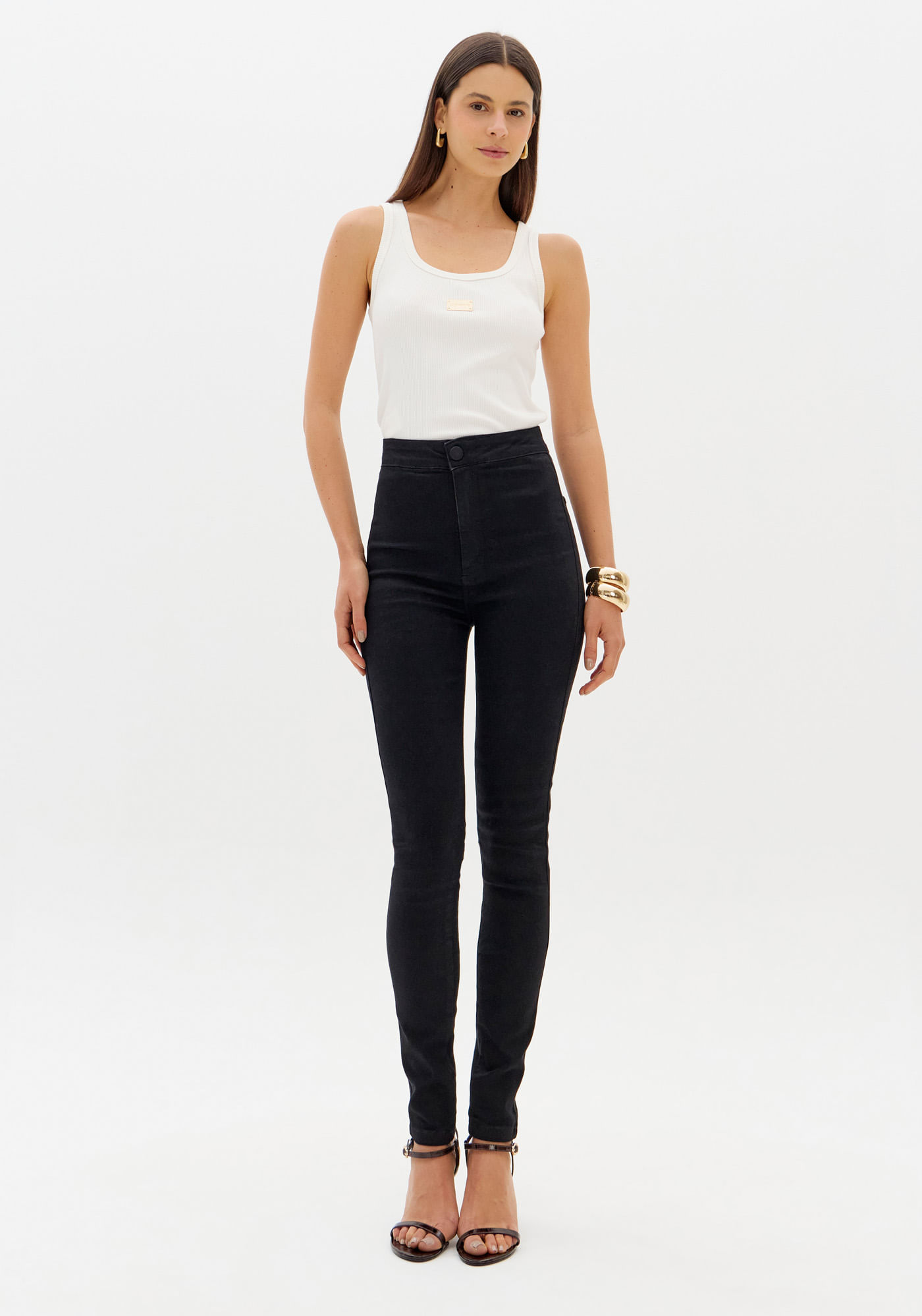 Calça Jegging Jeans Com Elastano