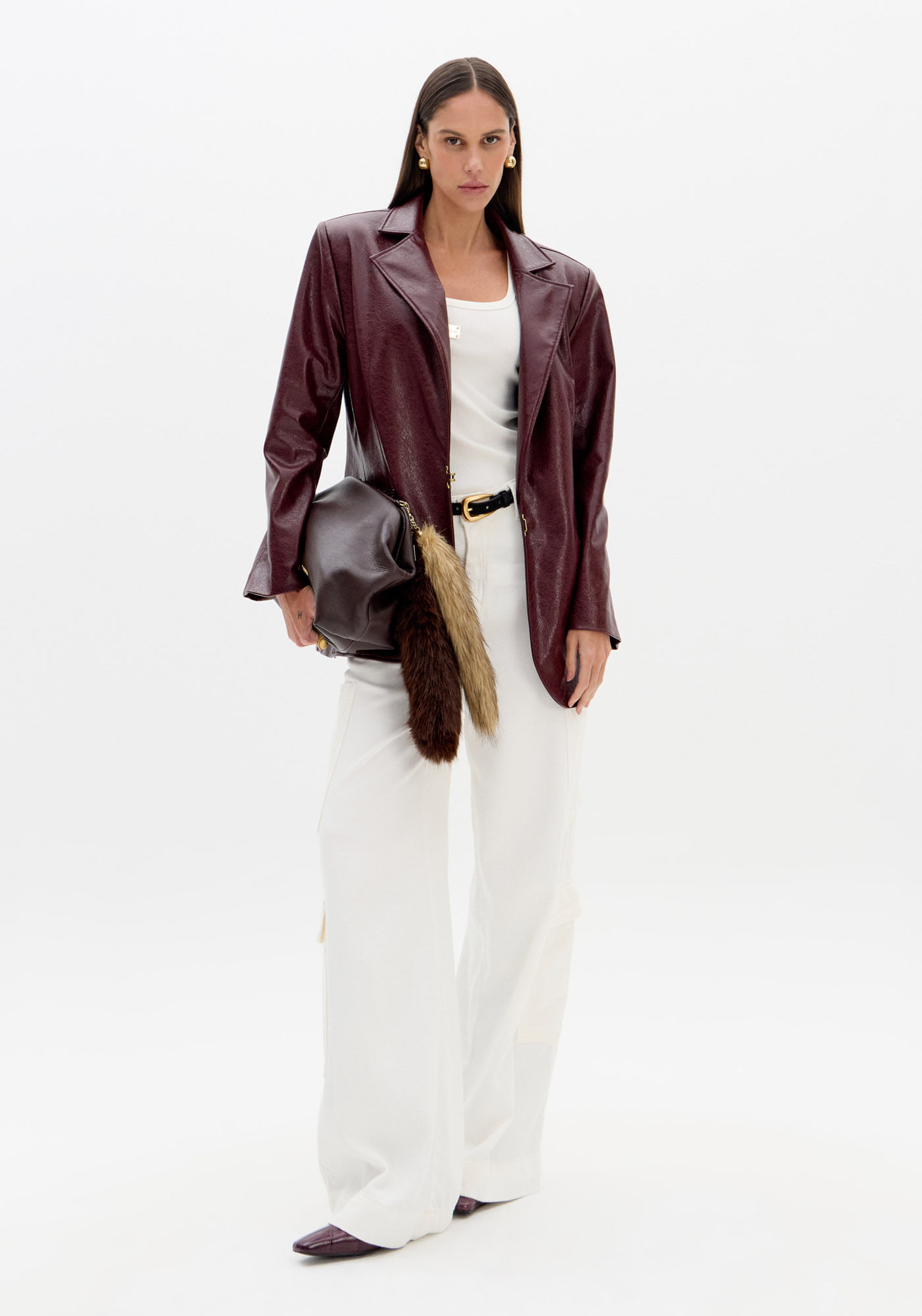Calça Sarja Relaxed Com Bolsos Cargo