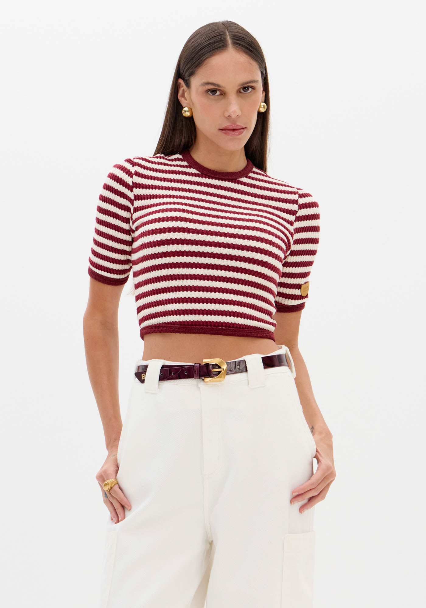 Blusa Cropped Manga Curta