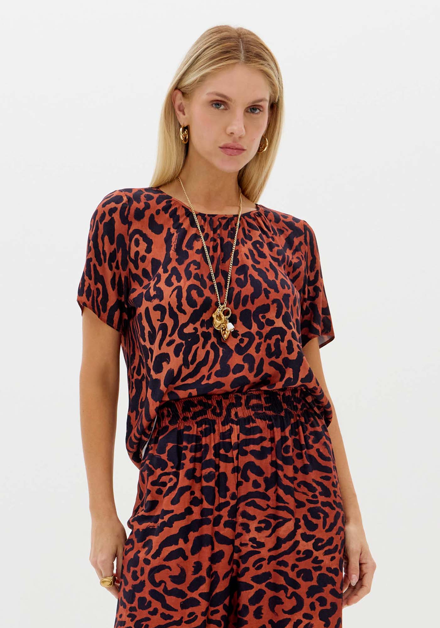 Blusa Manga Curta Estampada