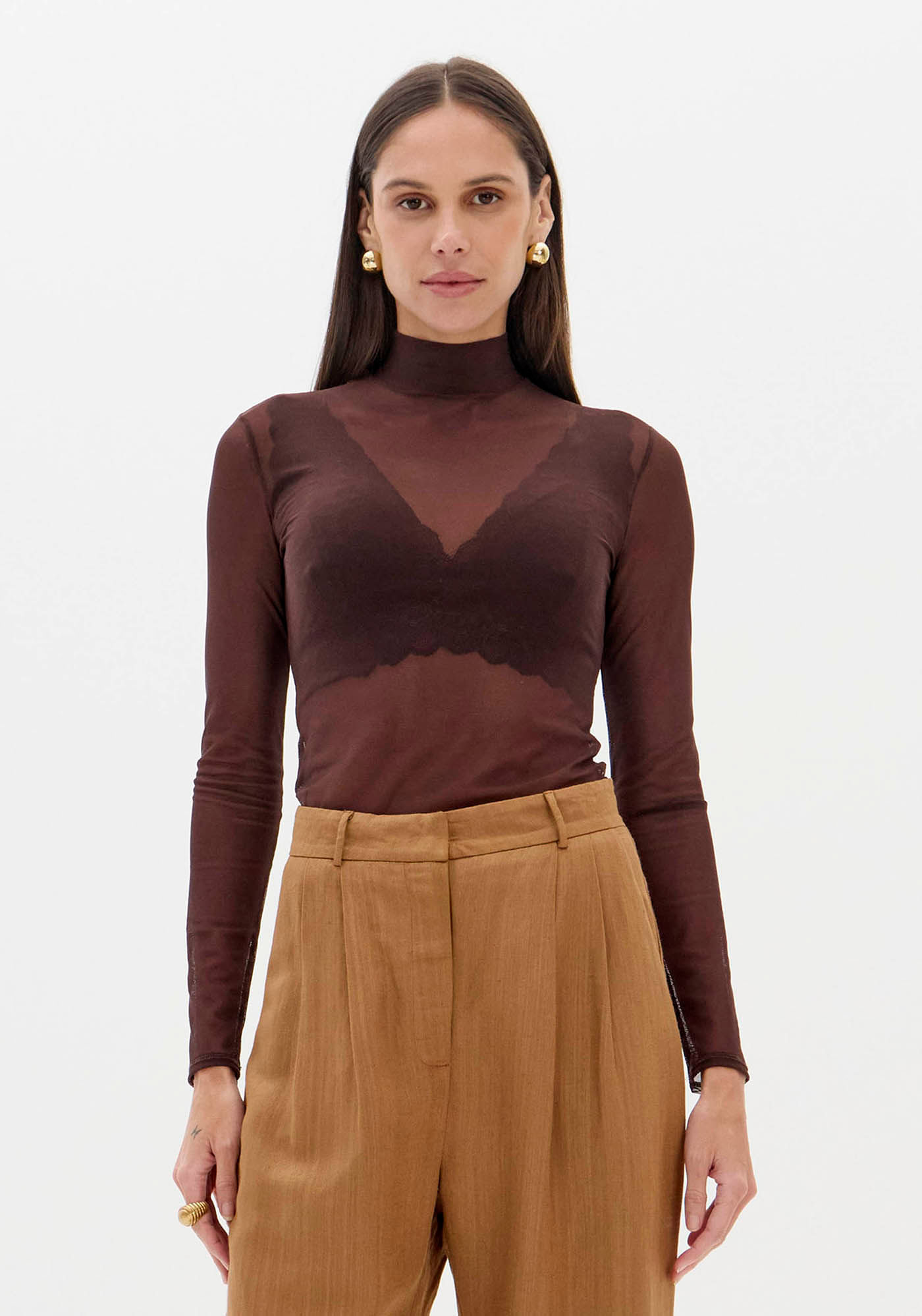Blusa Manga Longa E Gola Alta