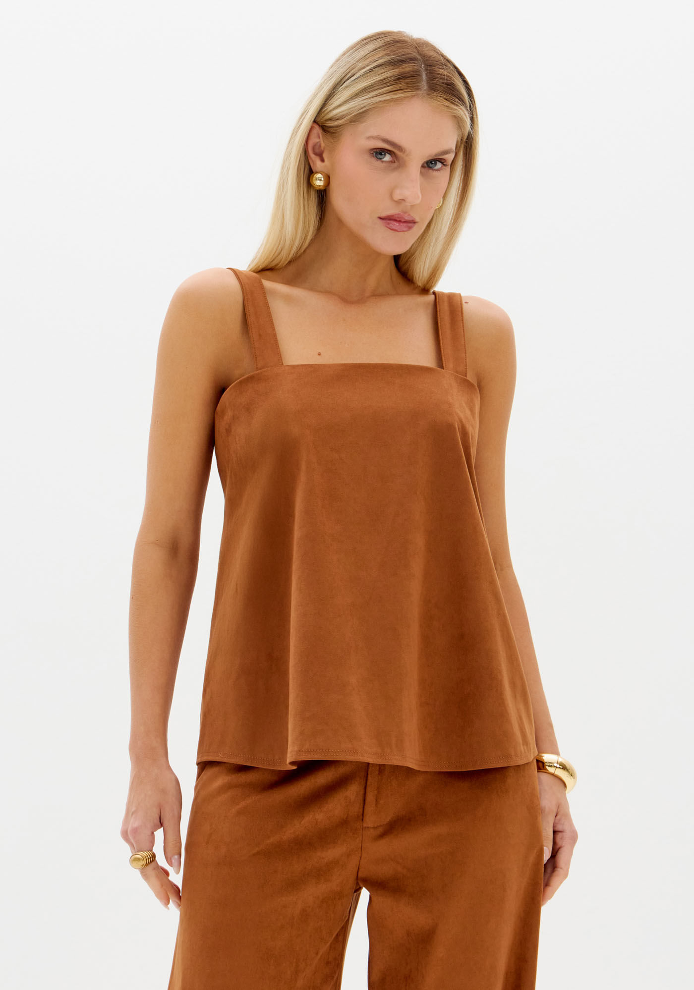 Blusa De Alças Malha Suede