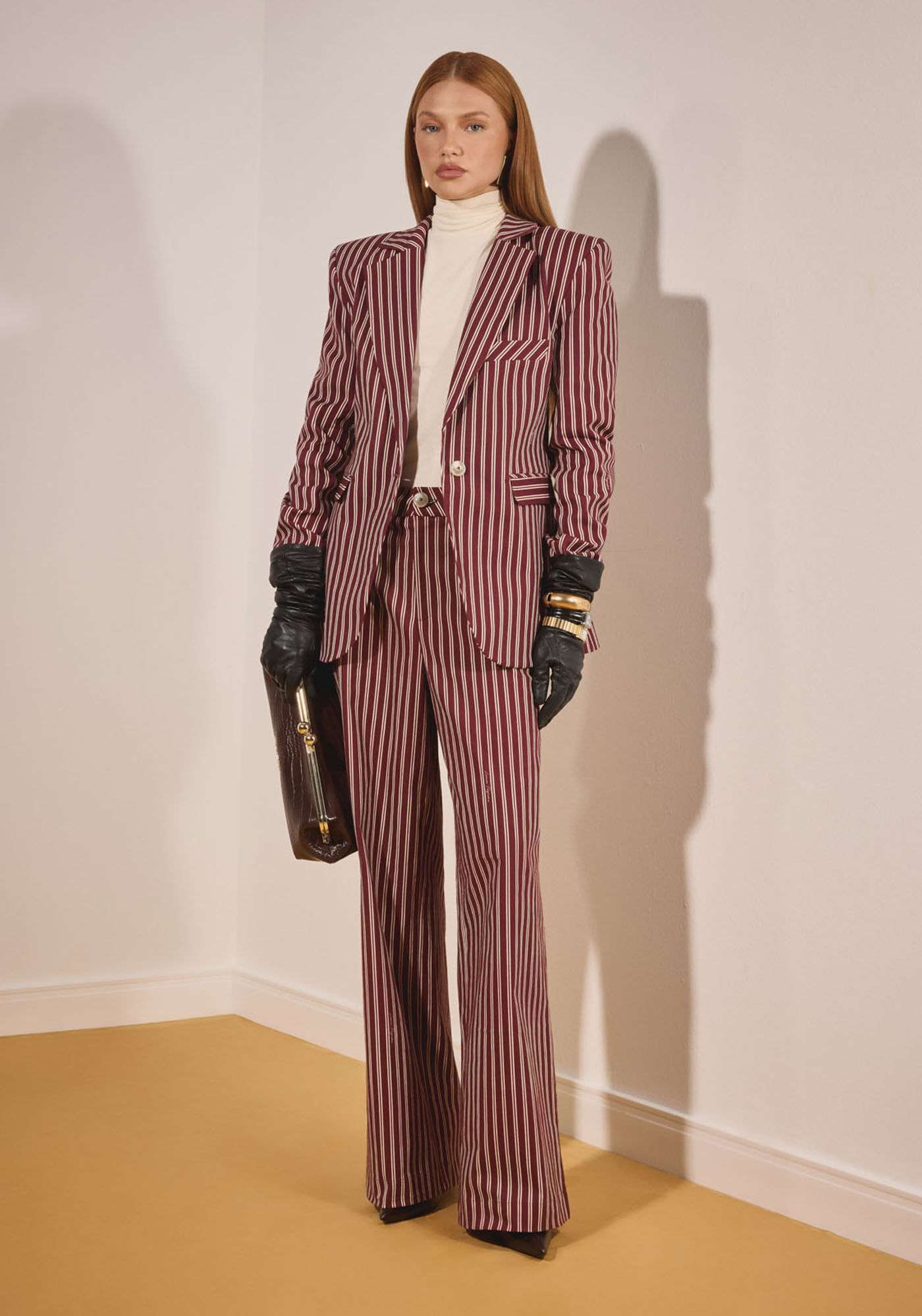 Blazer Slim Estampado Com Manga Longa