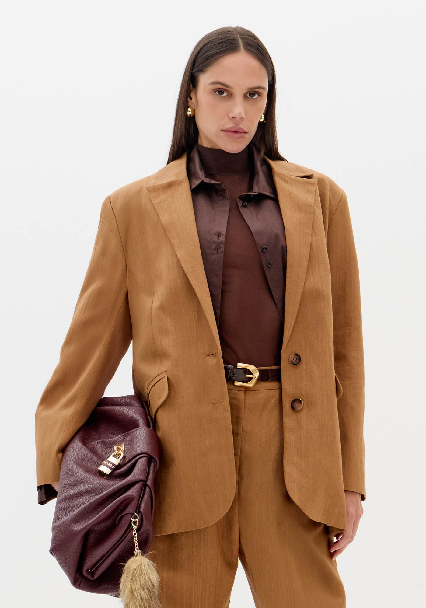 Blazer Tradicional Alongado Com Linho