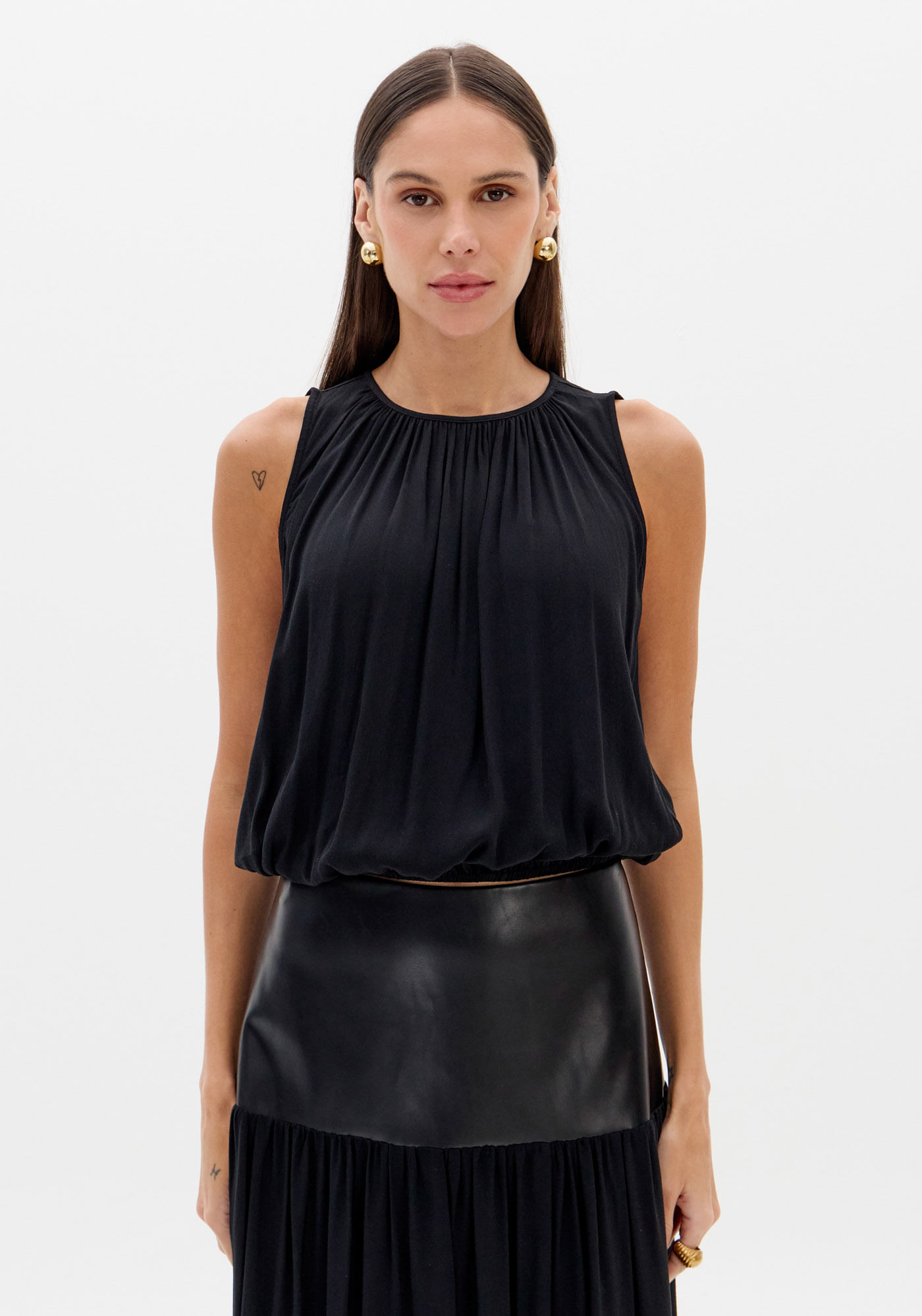 Blusa Franzida Sem Mangas