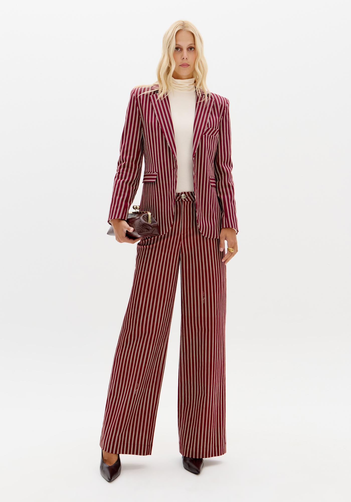 Calça Reta Estampada Alfaiataria